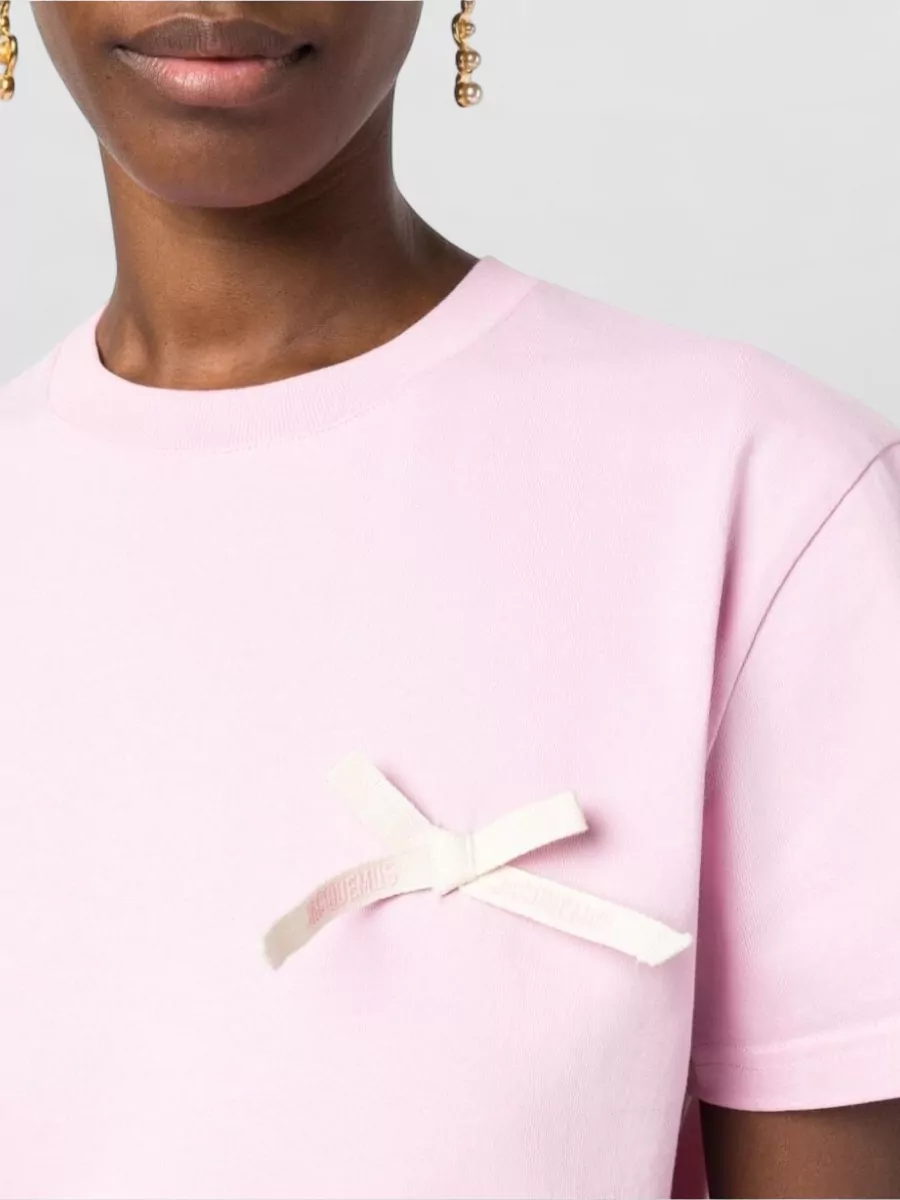 Jacquemus Short Sleeve Crew Neck Top Bow Detail