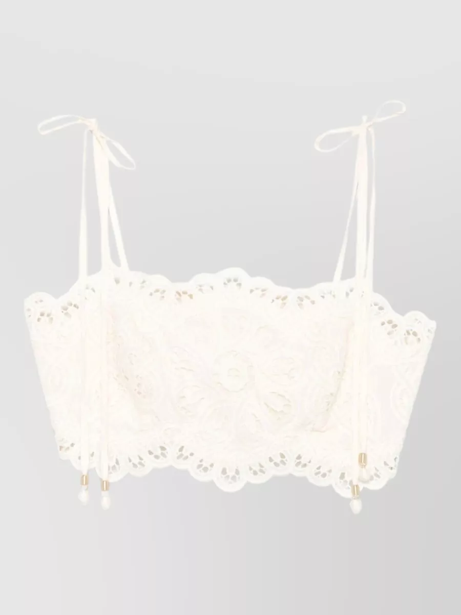 Zimmermann Embroidered Cropped Tank Top