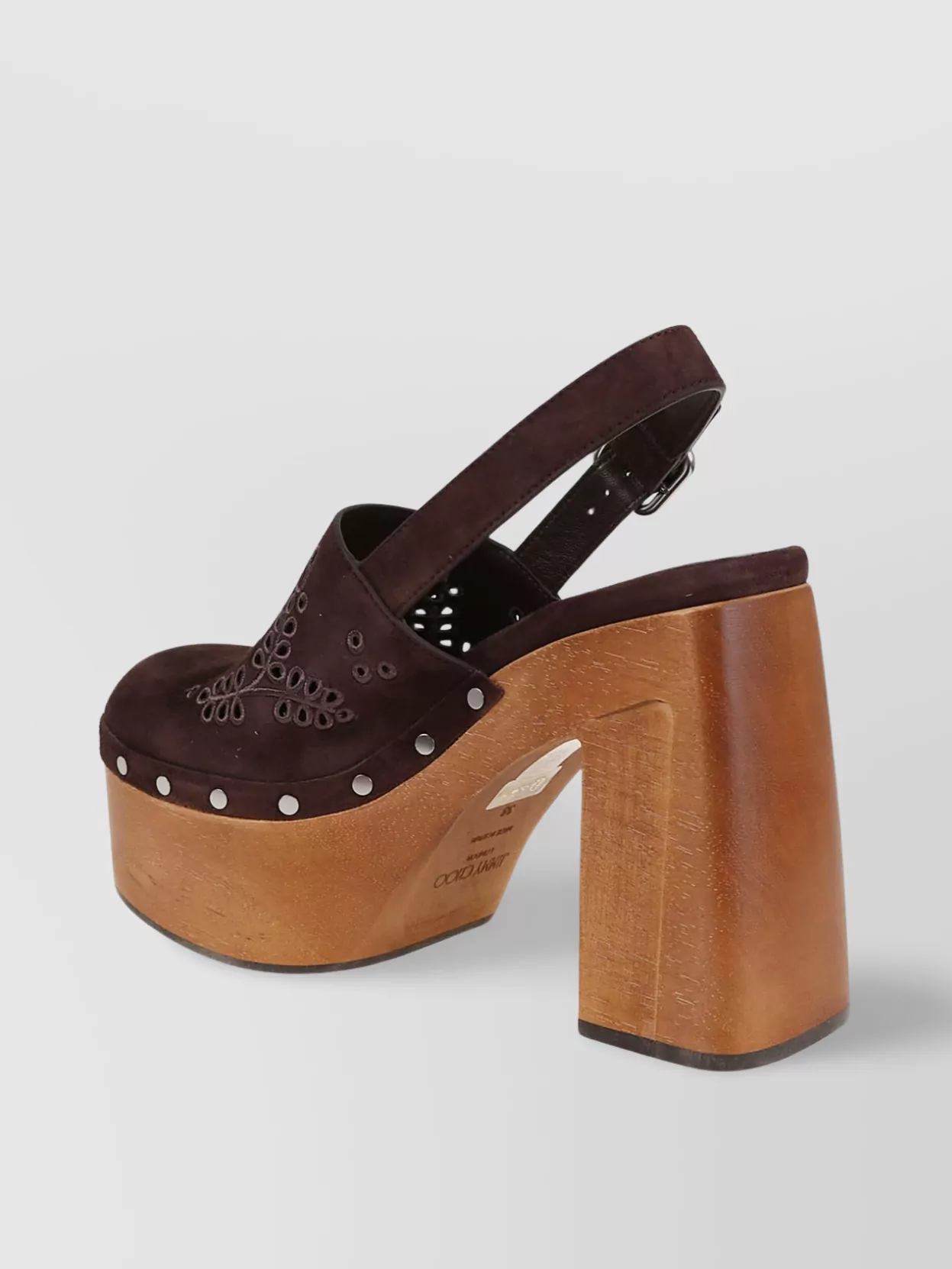 Jimmy Choo Embroidered Platform Sandals Studded Slingback