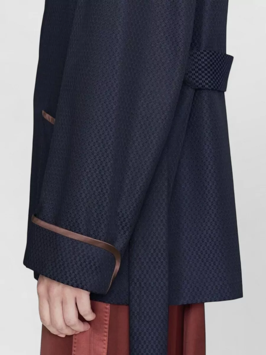 Maison Margiela Belted Coat Contrast Trim Front Pockets