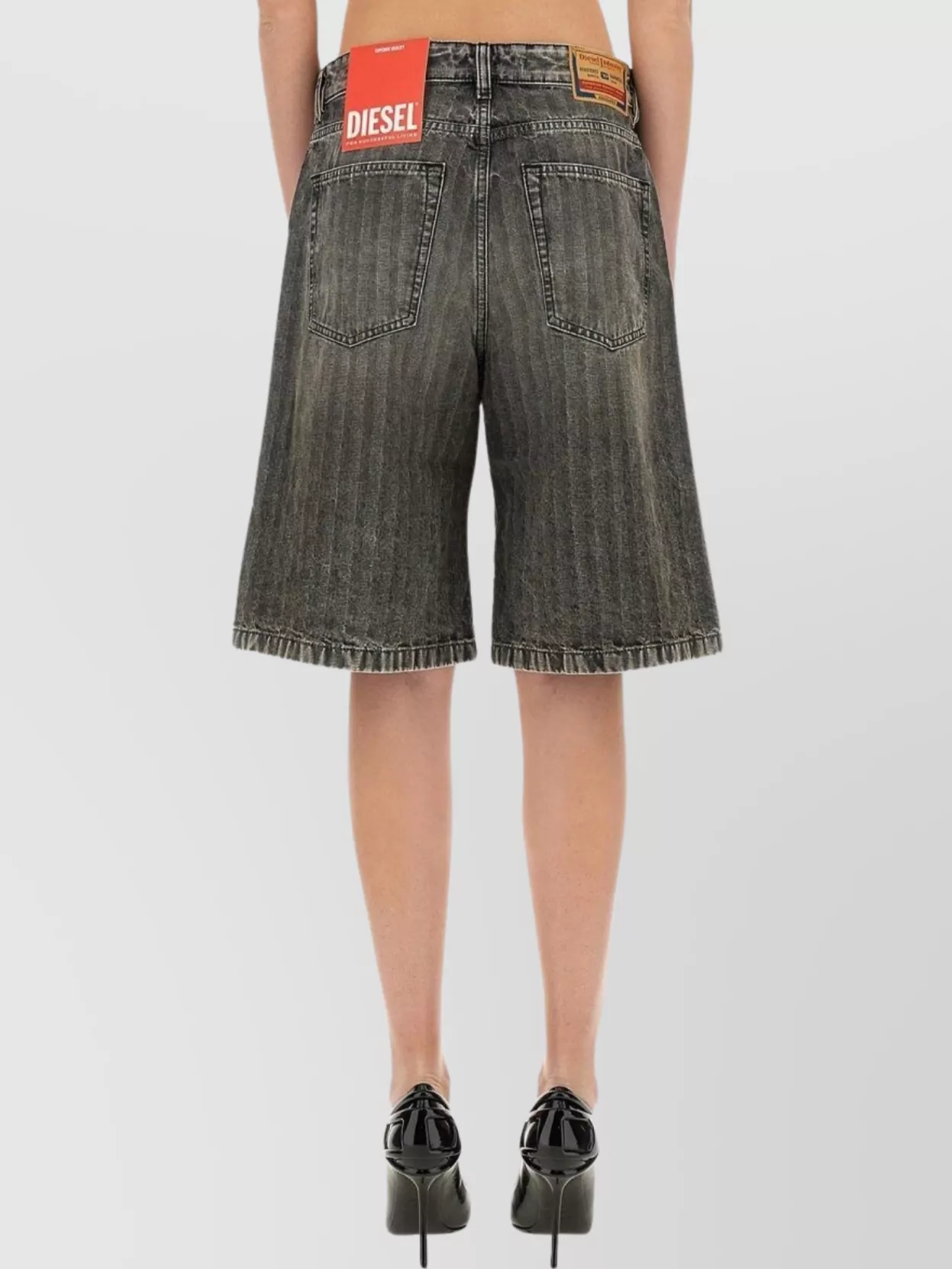 Diesel De-sire-short Herringbone Denim Shorts In Black