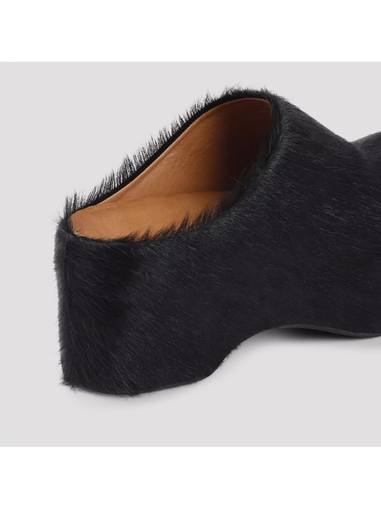 Marni 50 Long-hair Calfskin Clogs In Black