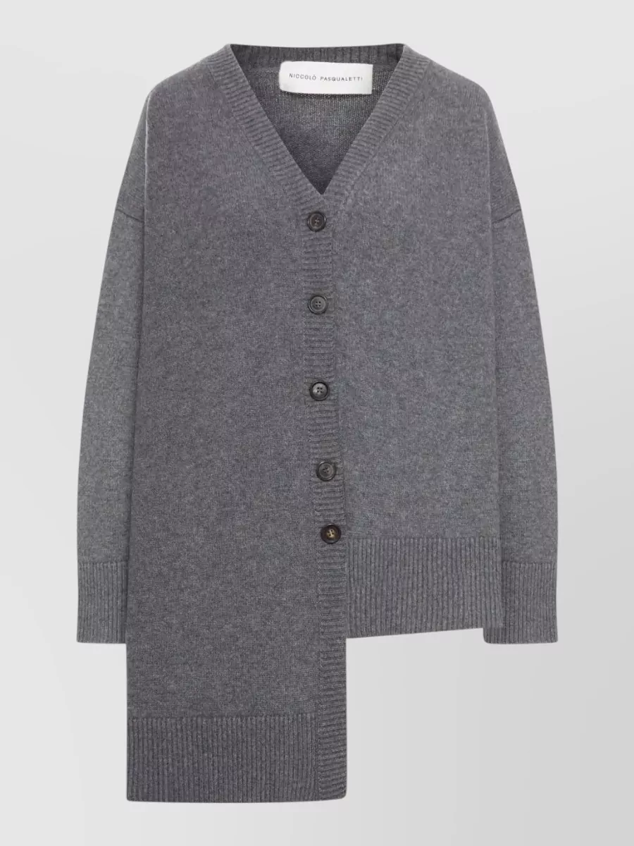 Niccolò Pasqualetti cashmere ribbed v-neck asymmetric cardigan