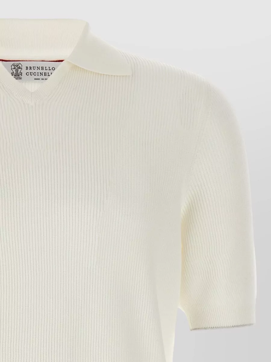 Brunello Cucinelli Textured Polo Shirt With Collar And Short Sleeves