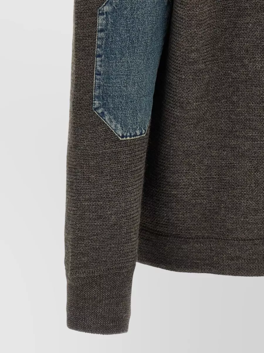 Maison Margiela Wool Ribbed High-Neck Quarter-Zip Sweater