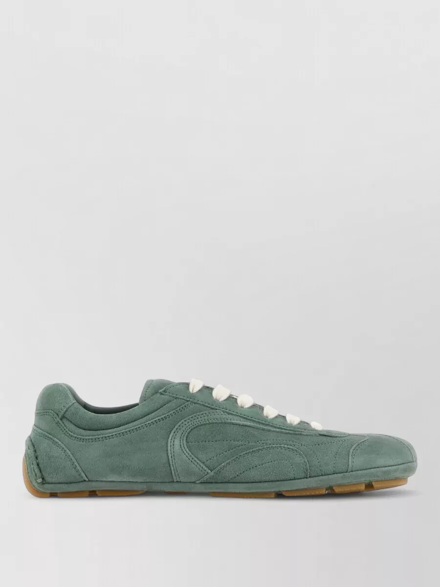 Prada Montecarlo Suede Low Profile Sneakers Rubber Sole