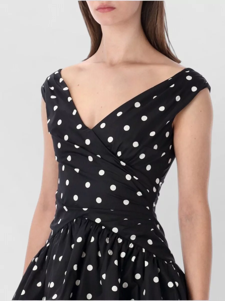 Self-Portrait Cotton Polka-Dot Off-Shoulder Mini Dress