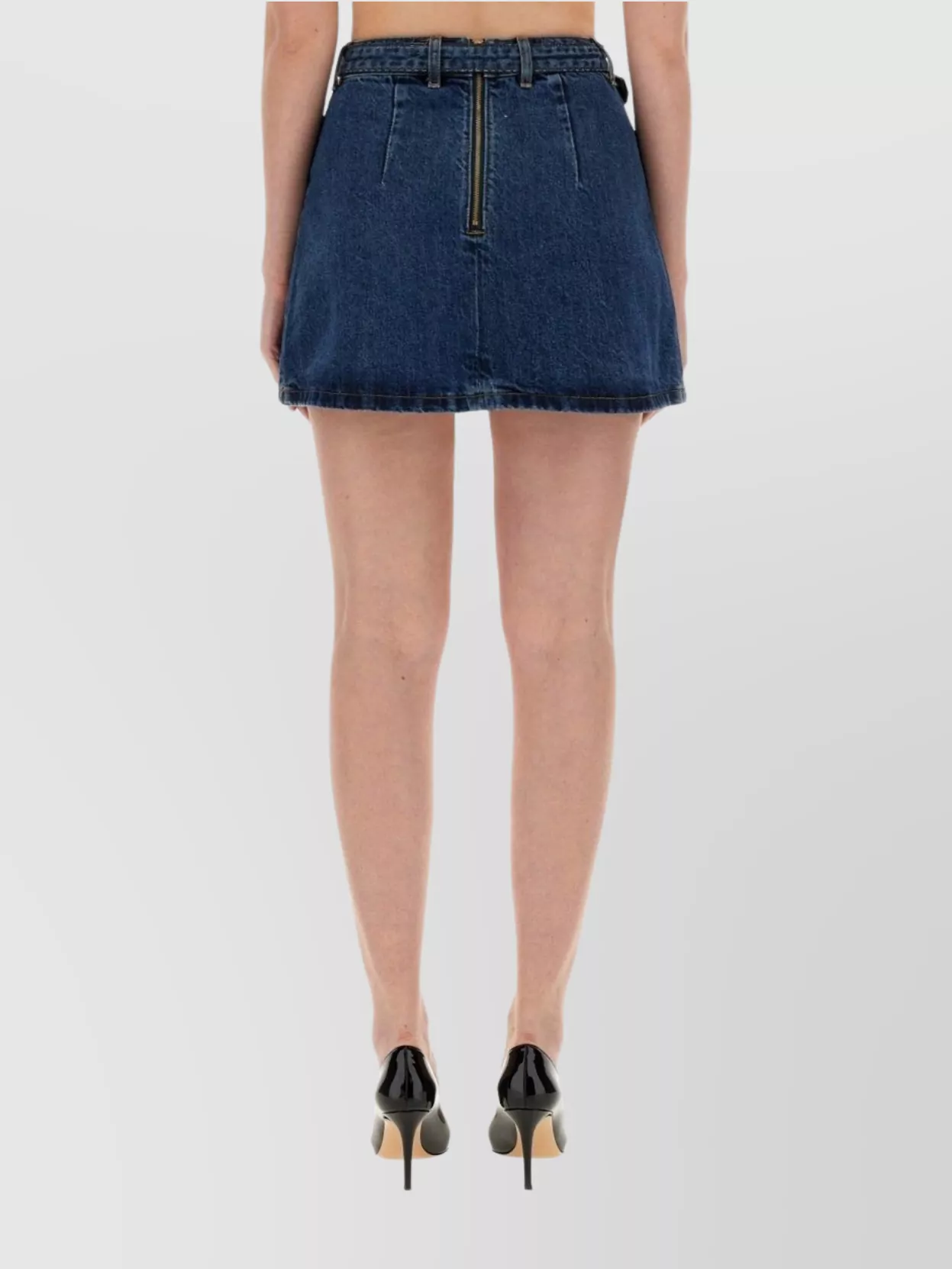 Self-Portrait High-Waisted Denim Mini Skirt Buttons