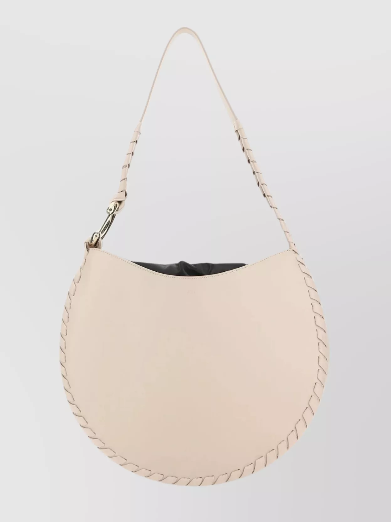 Shop Chloé Large Curved Leather Shoulder Bag In Cream