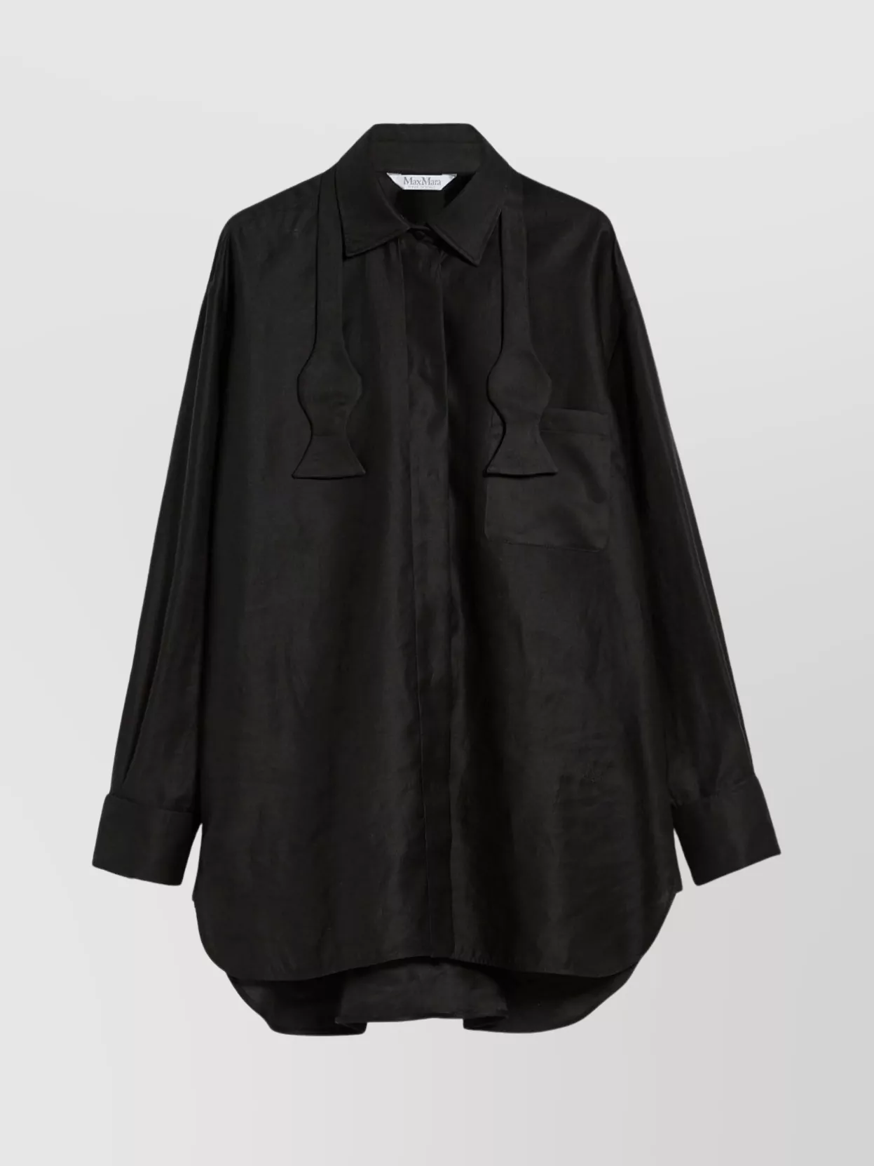 Max Mara Pocketed Hem Long Sleeve Top In Black