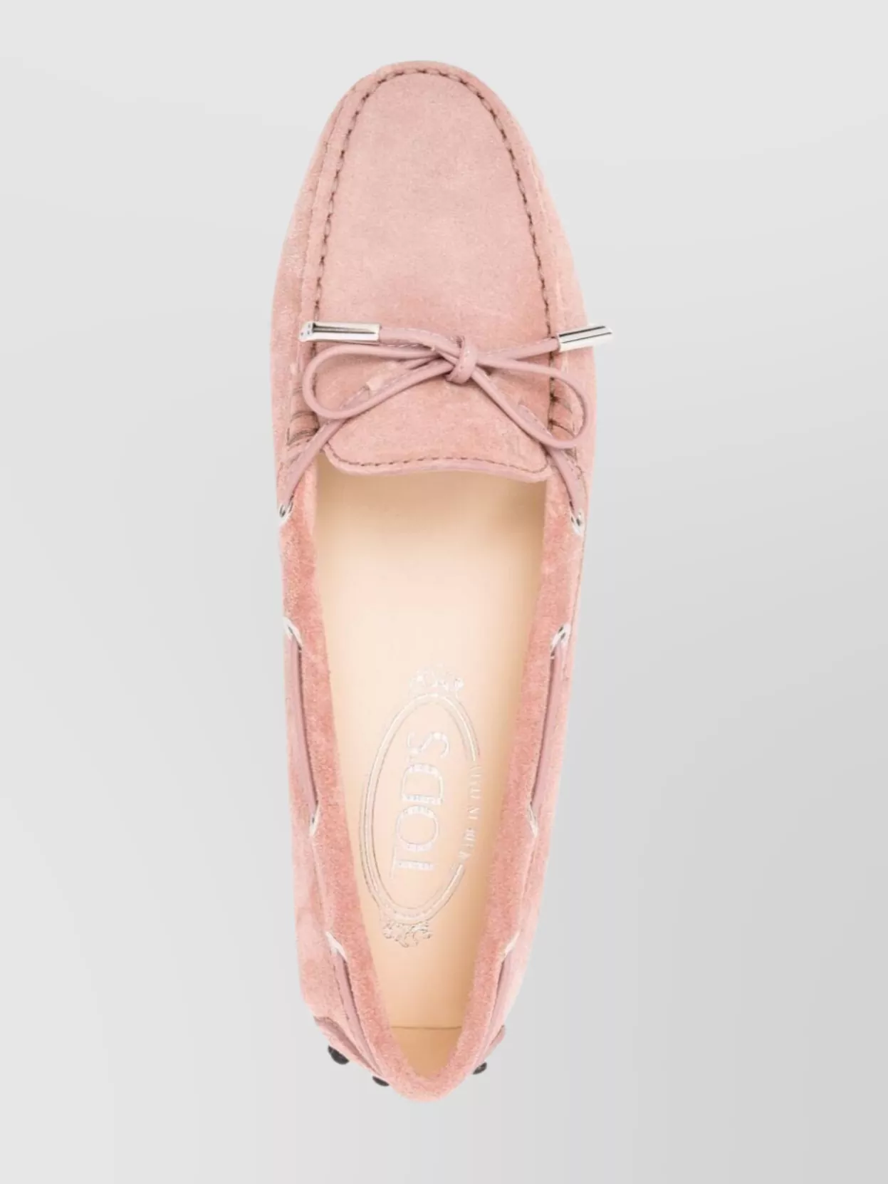 Shop Tod's Bow Detail Suede Loafers In Pink