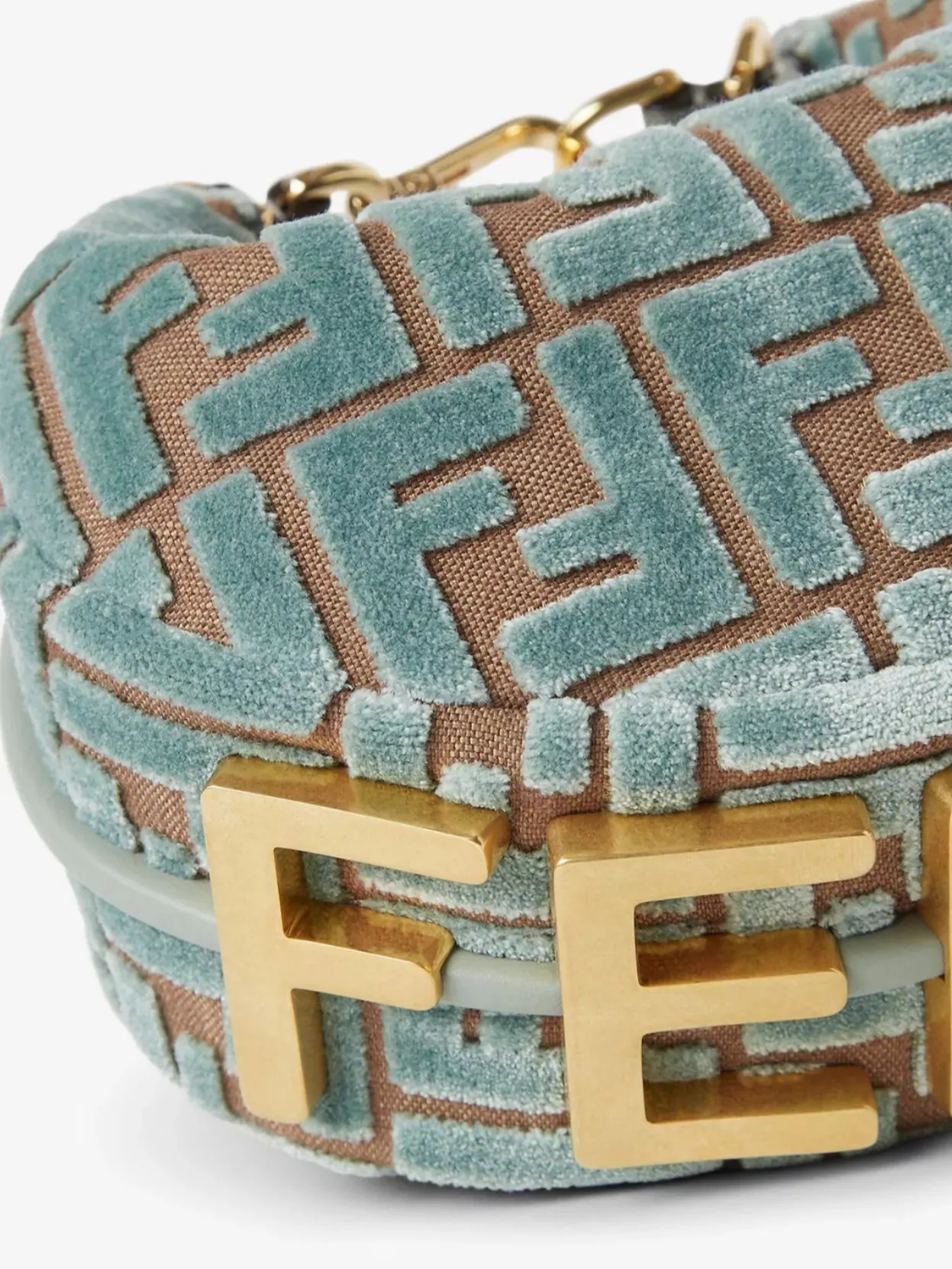 Fendi Mini Velvet Shoulder Bag With Ff Motif