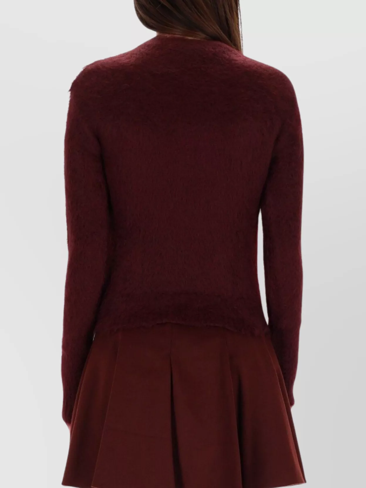 Max Mara Textured Knitwear Long Sleeve Round Neck Top In Purple