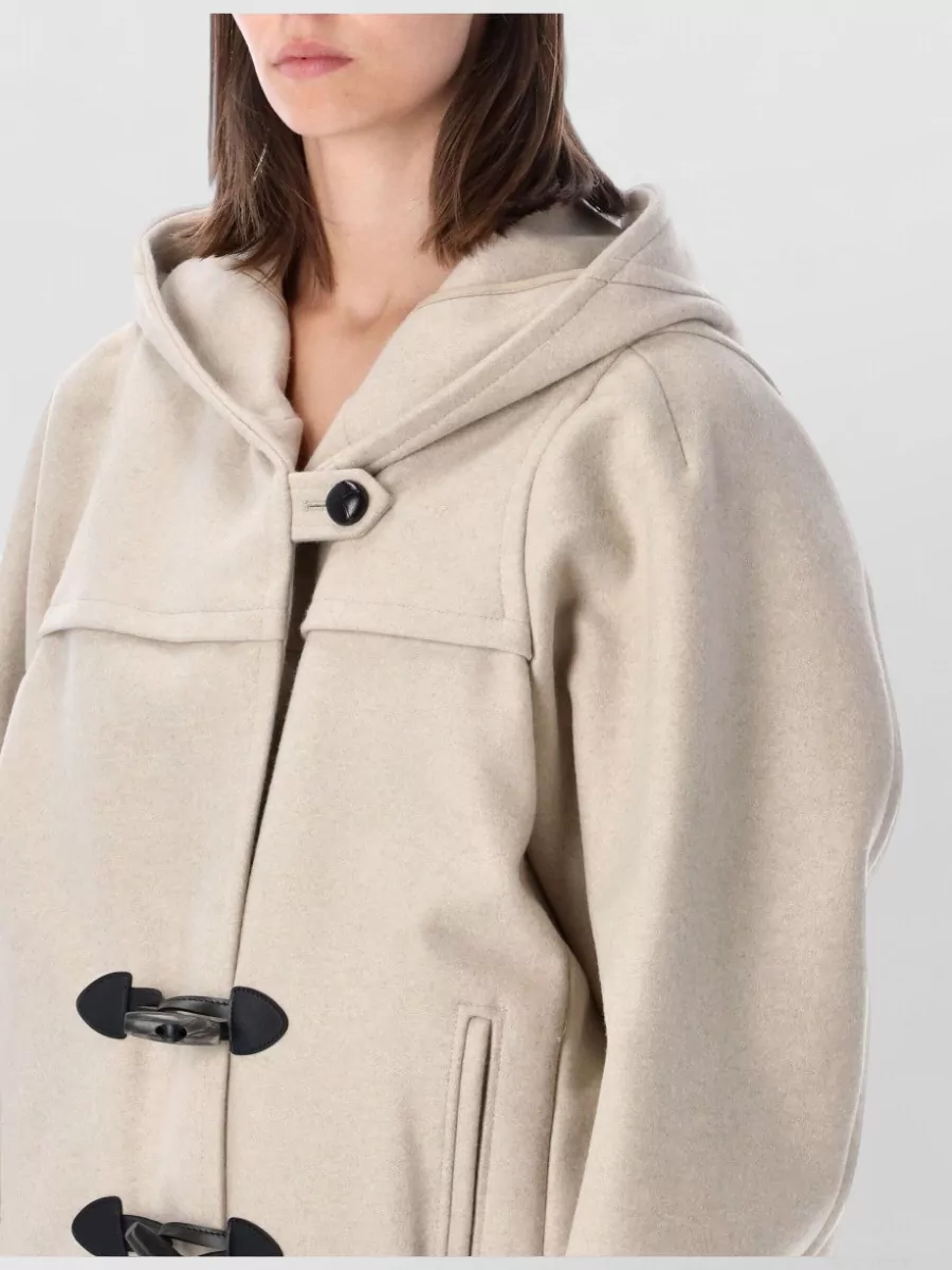 Isabel Marant Cashmere Wool Hooded Single Breasted Coat