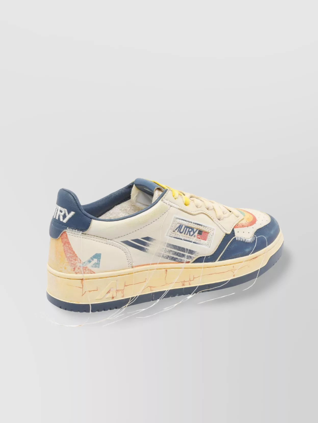 Autry Leather Sneakers With Perforated Round Toe In Neutral