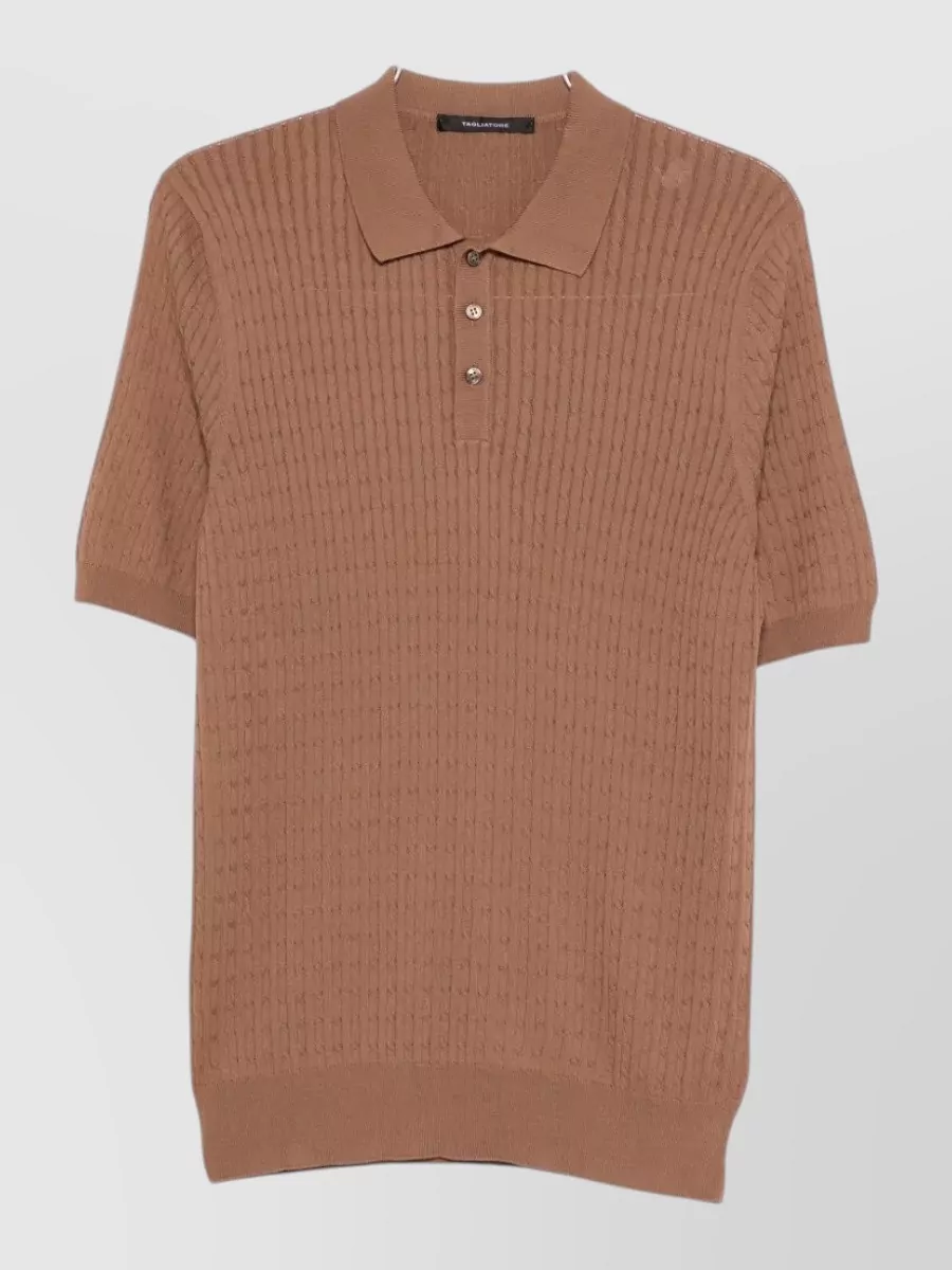 Tagliatore cable-knit cotton polo shirt
