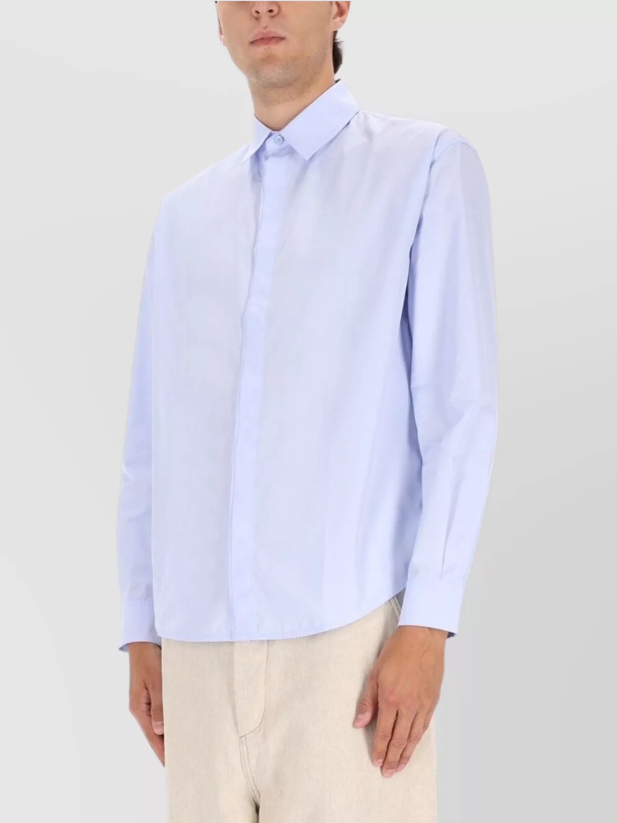 Jacquemus Long Sleeve Button-Down Shirt With Curved Hem