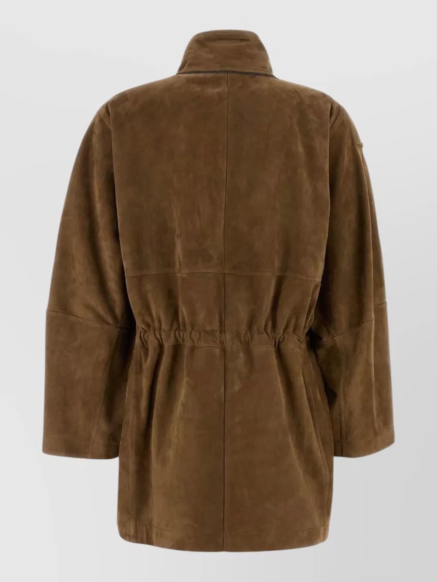 Brunello Cucinelli Suede Leather Single-Breasted Coat