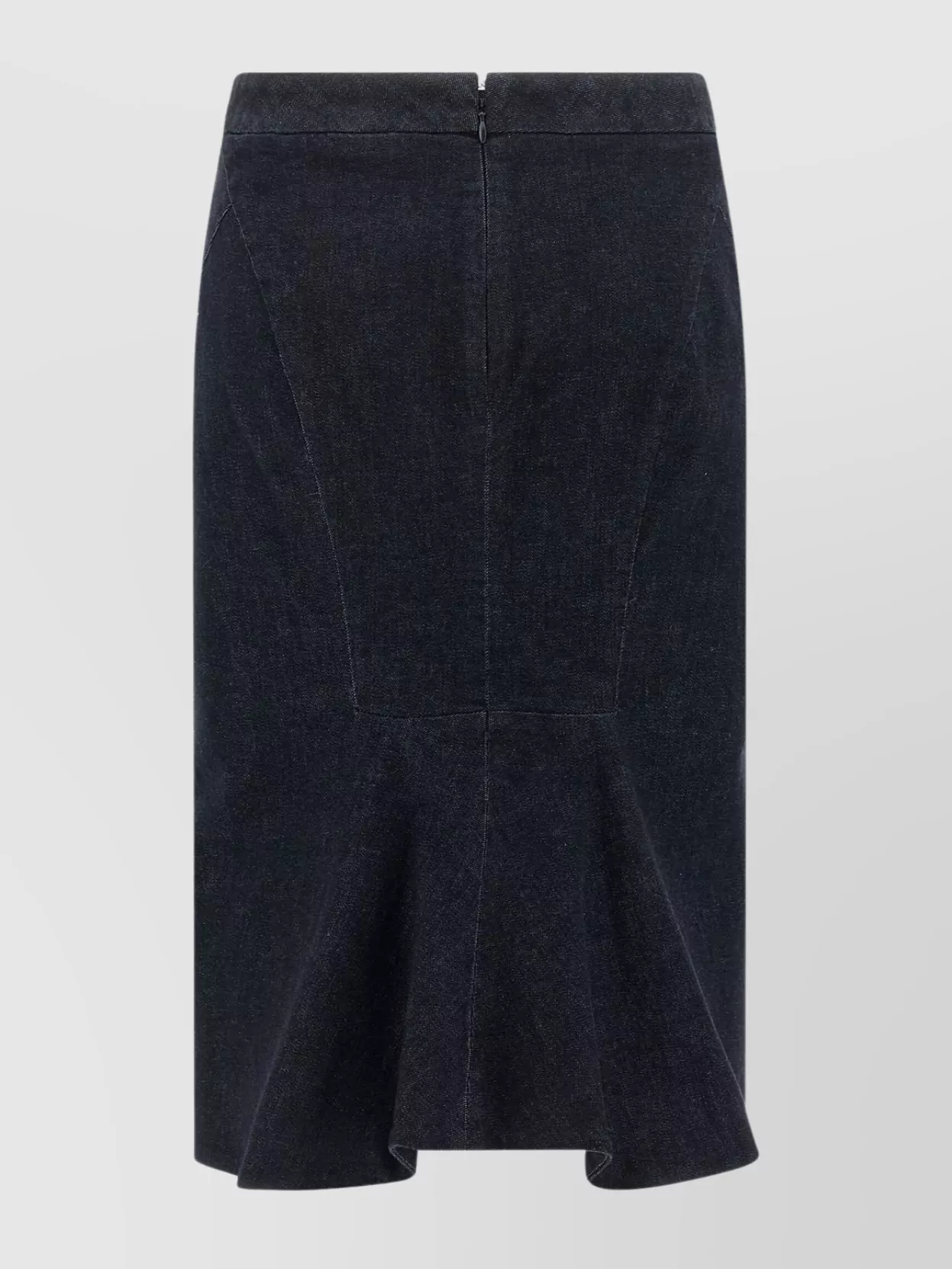 Tom Ford Flared Hem Denim Skirt With Seam Detailing In Black
