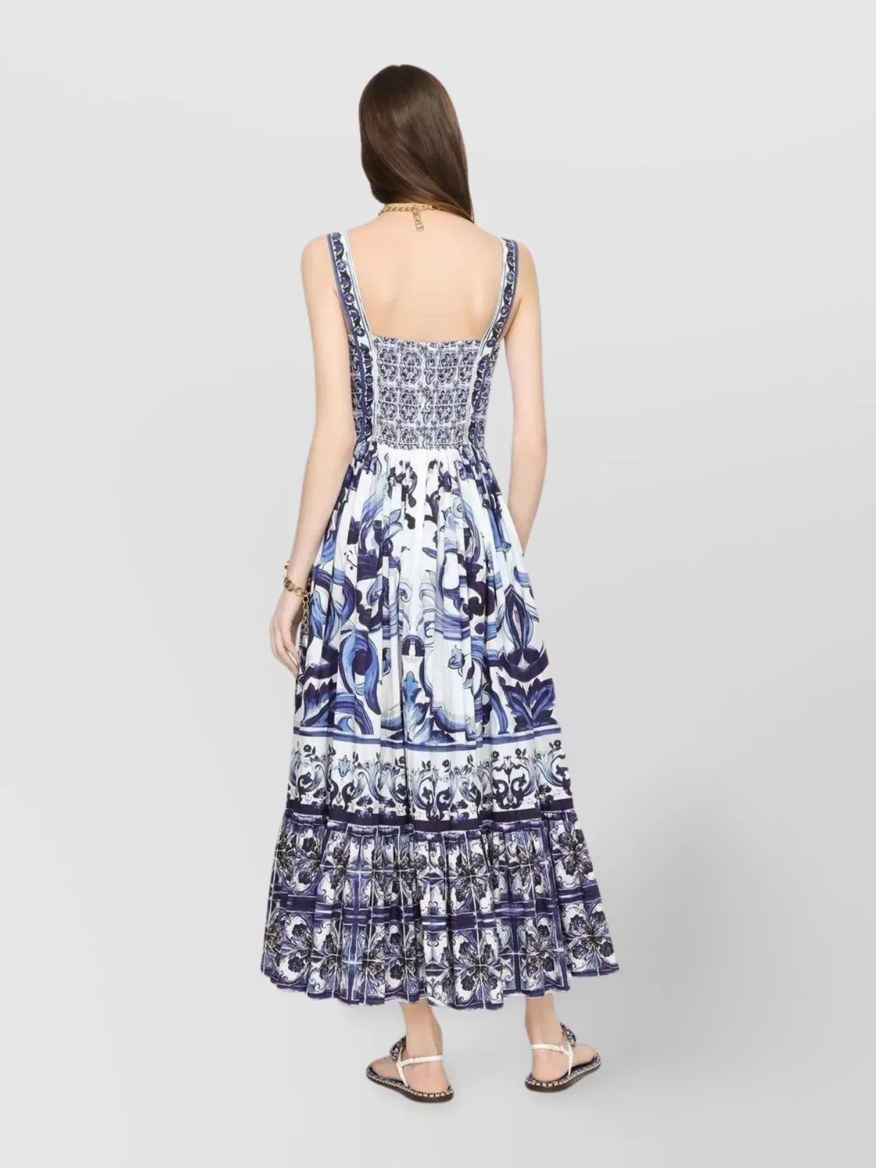 Dolce&Gabbana Fitted Majolica Print Sleeveless Dress