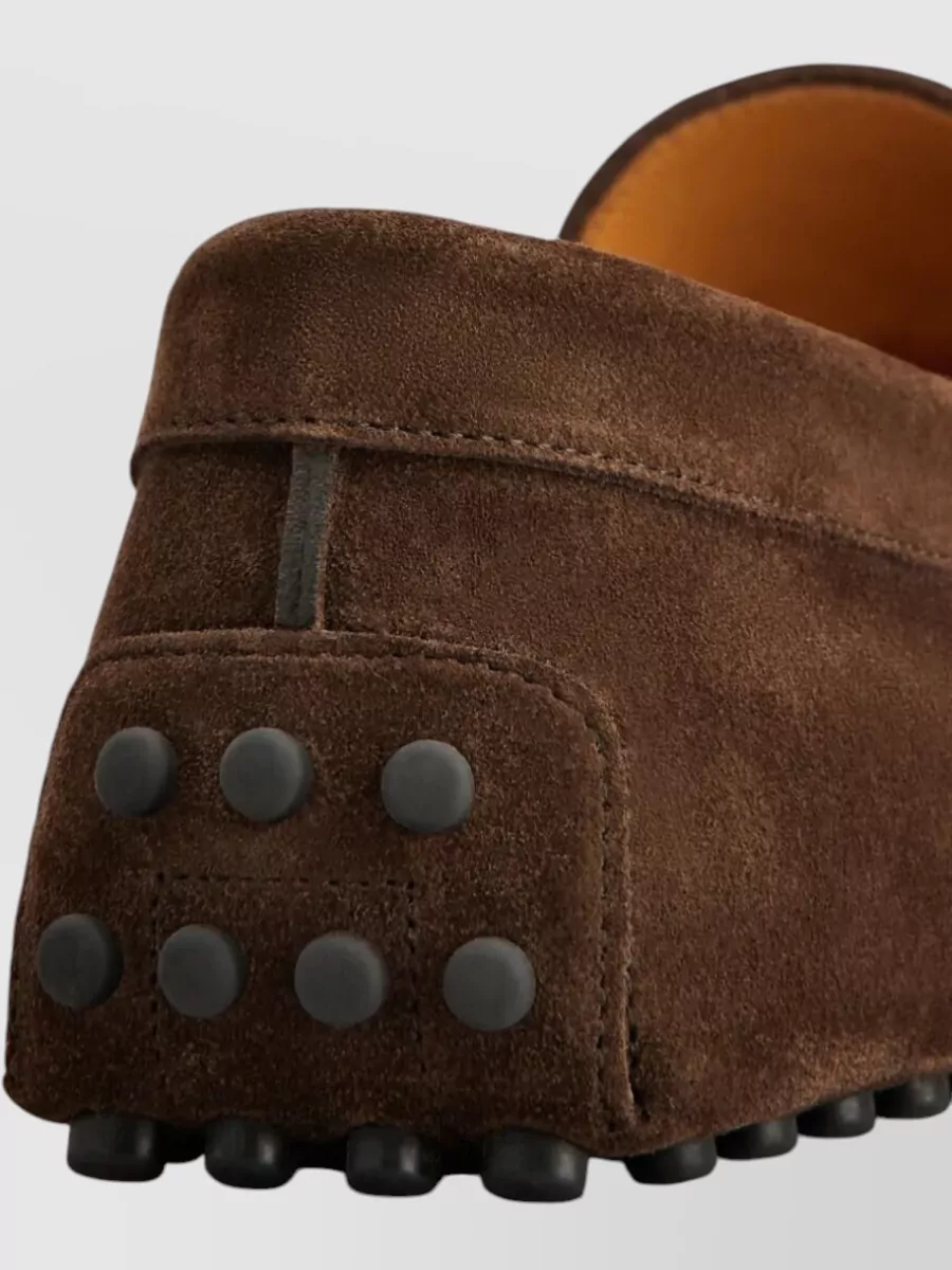 Tod's Suede Gommino Loafers Lace Bow Rubber