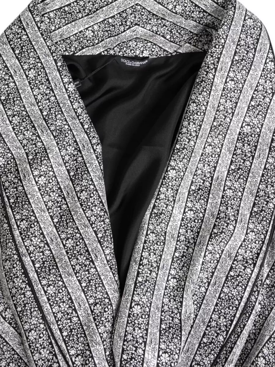 Dolce&Gabbana Silk Floral-Print Single-Breasted Coat