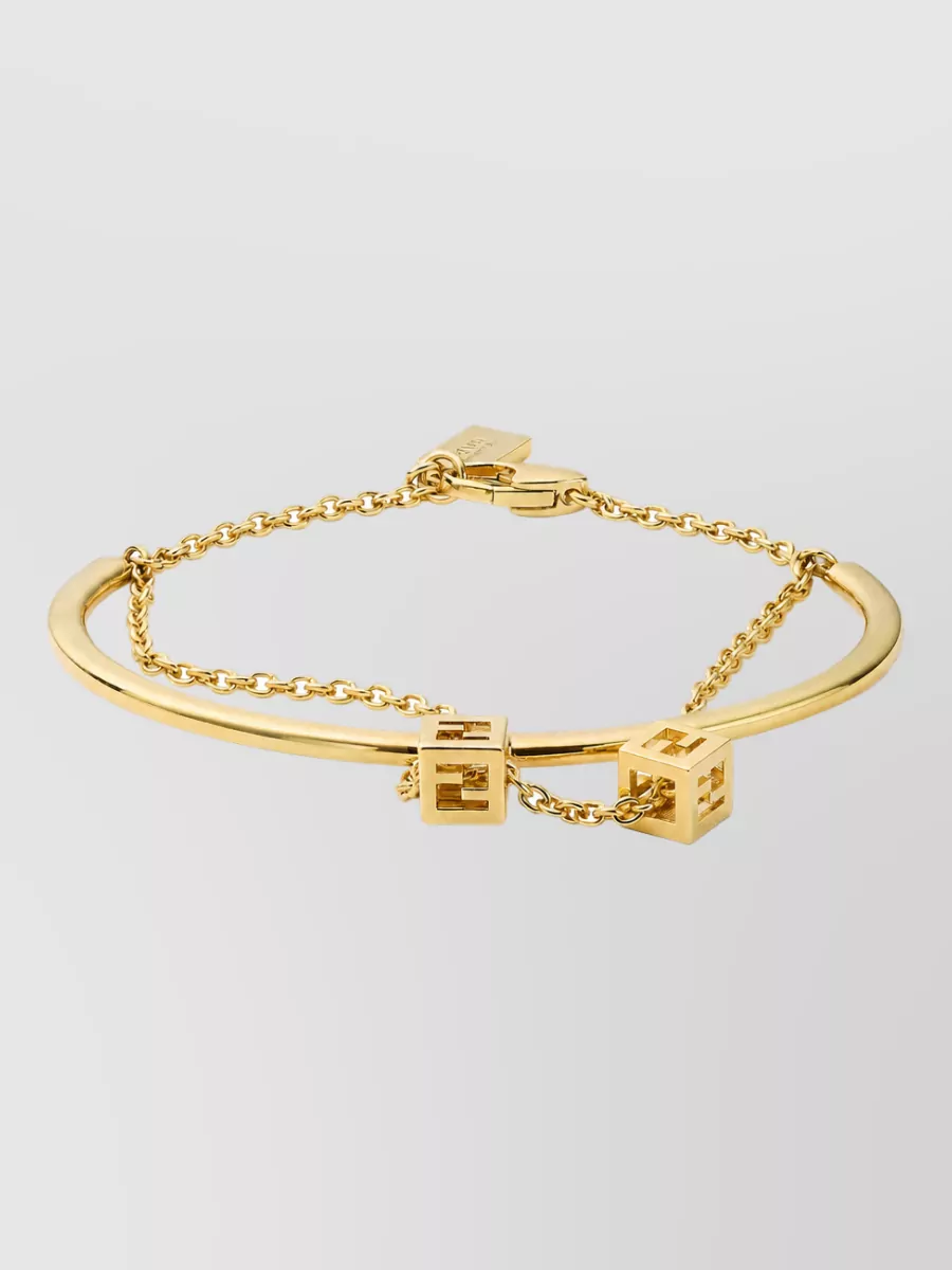 Fendi gold-tone metal double-wrap bracelet