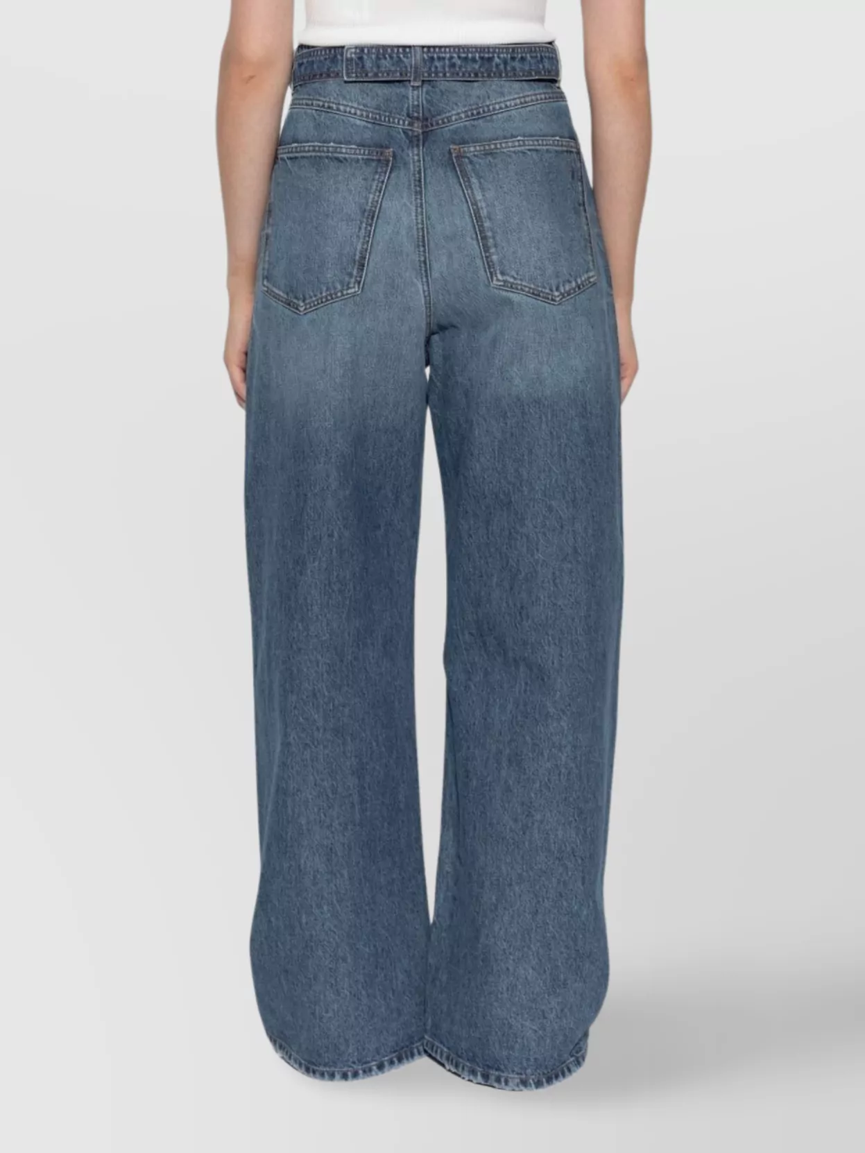 Sportmax High-rise Wide-leg Denim Trousers With Belt Loops In Blue