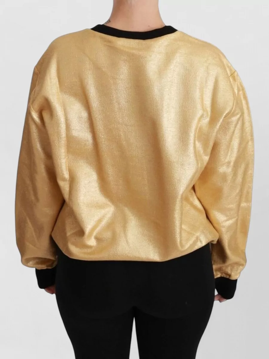 Dolce&Gabbana Metallic Cotton Crewneck Sweater