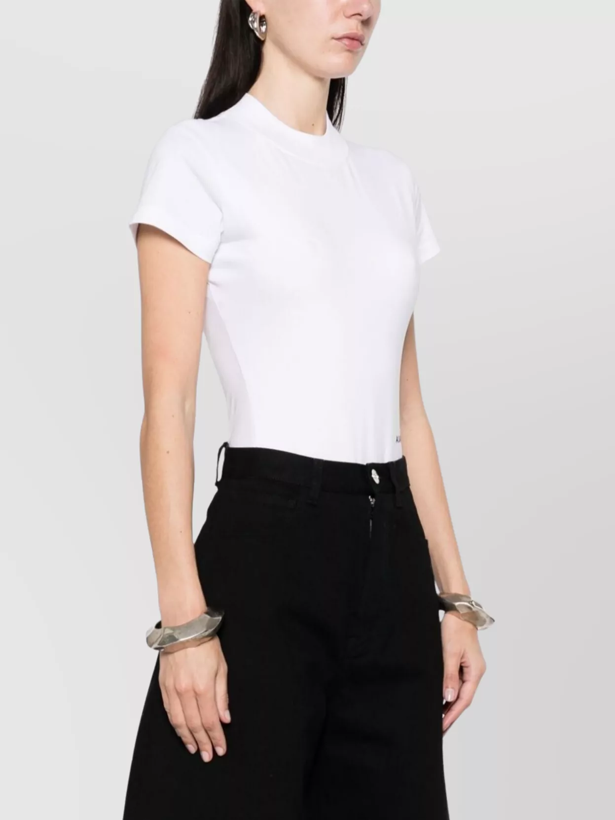 Alaïa Embroidered Logo Bodysuit T-shirt In White