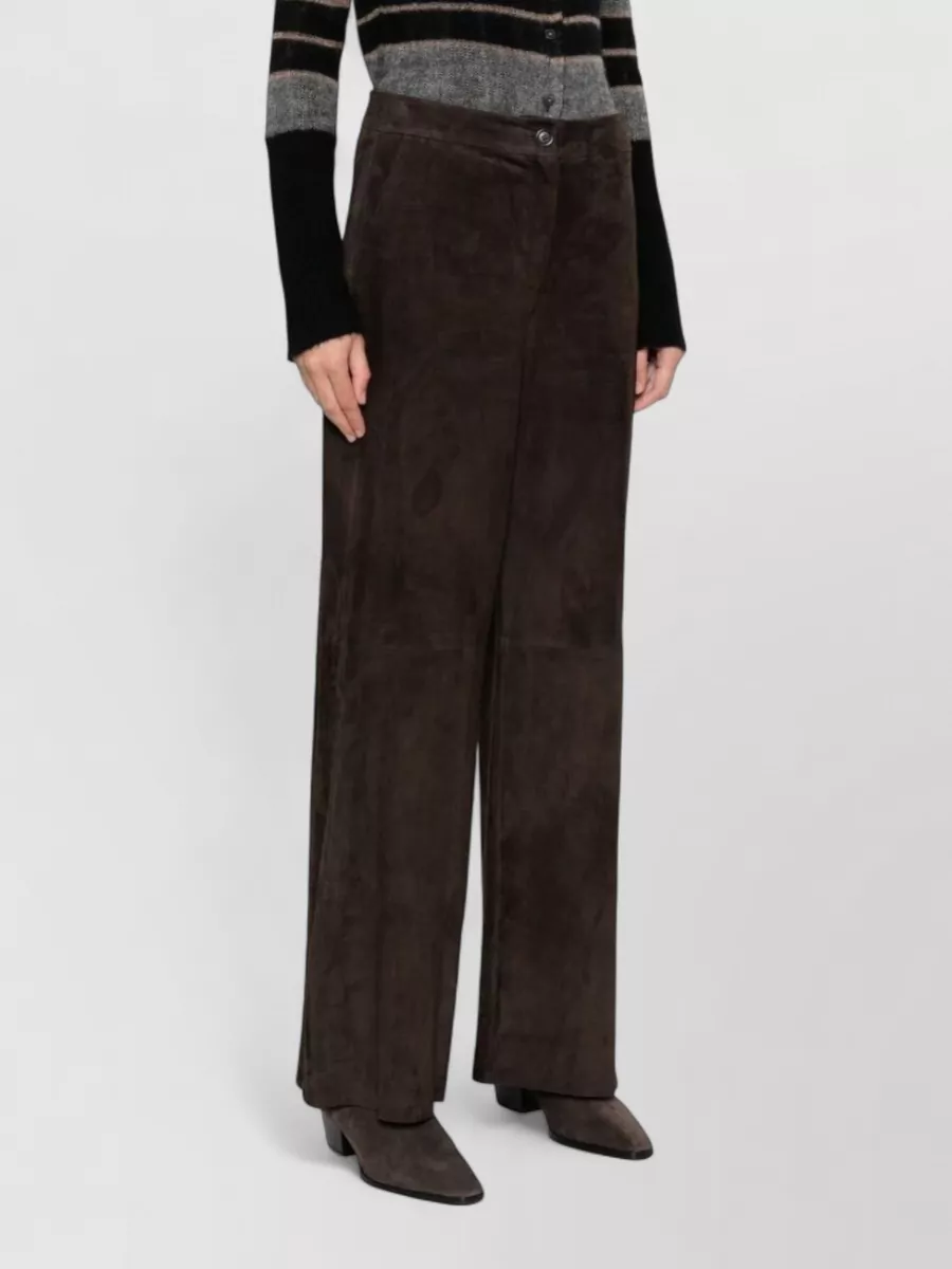 Via Masini 80 Leather High-Rise Wide-Leg Trousers
