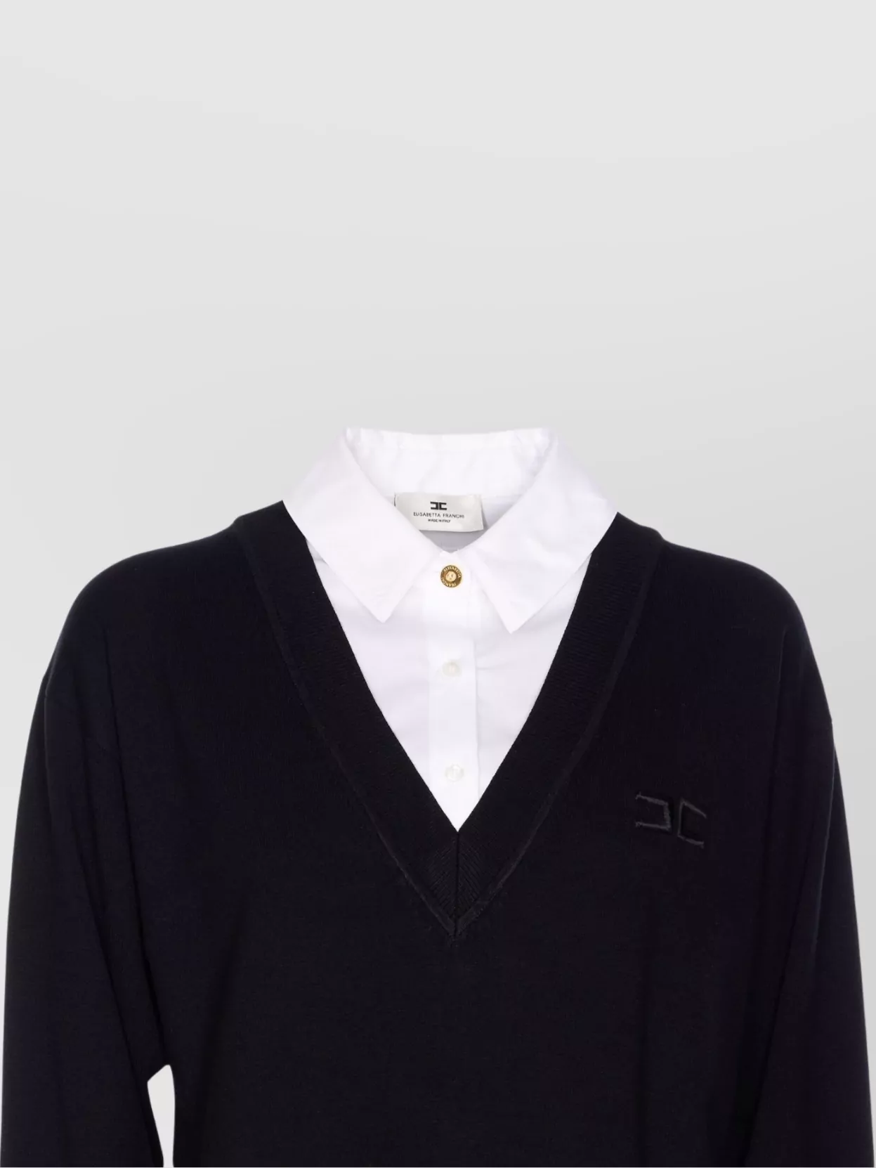 Elisabetta Franchi Dress With Contrast Collar And V-Neckline