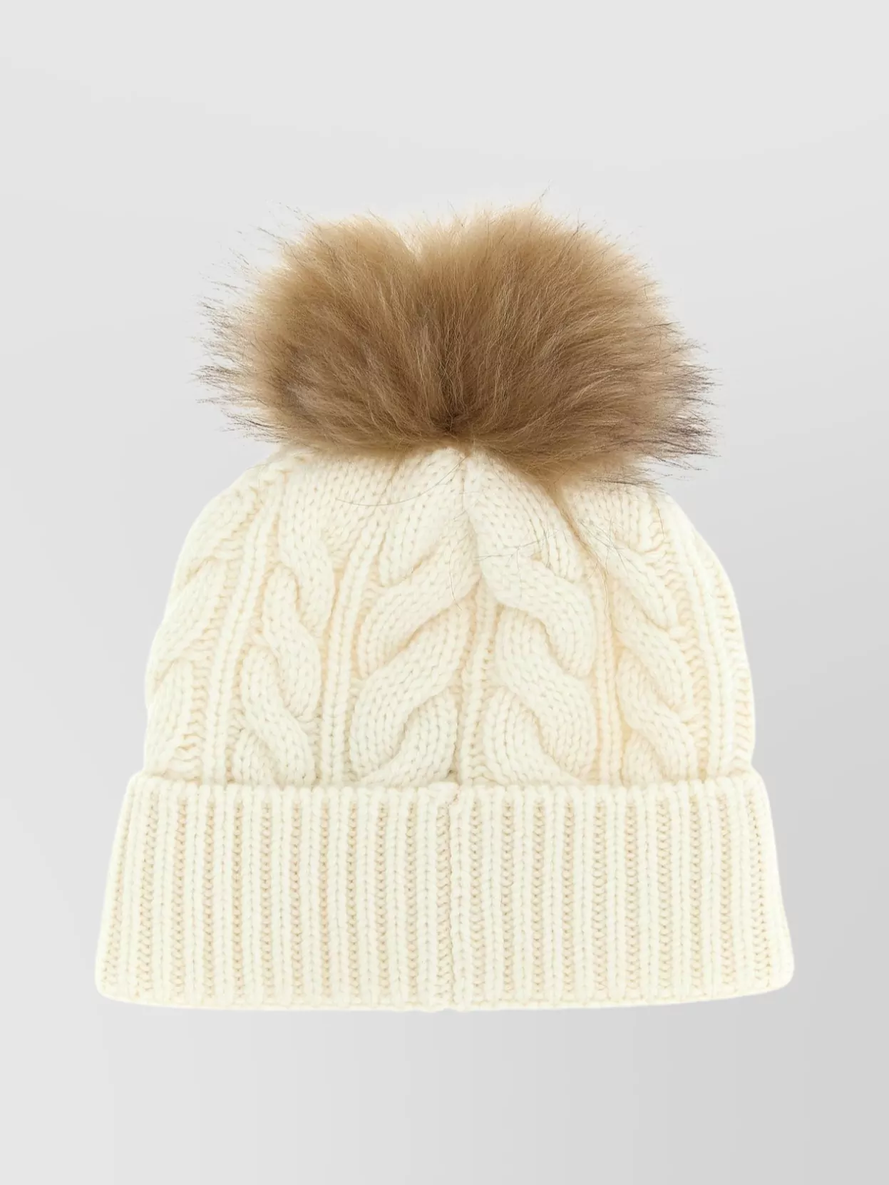 Moncler Braided Cap Featuring Pom-pom Detail In White
