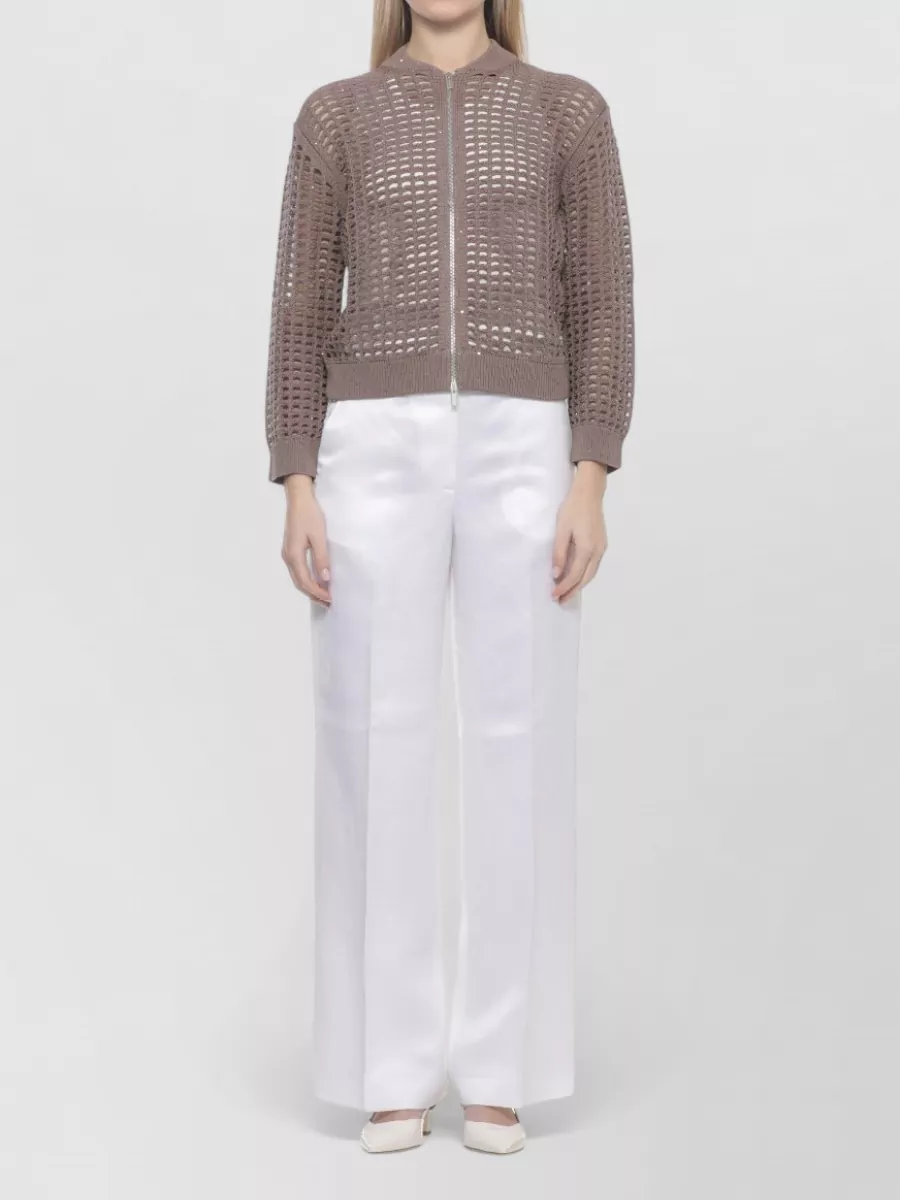 Peserico Embellished Cutout Zip-Up Cardigan