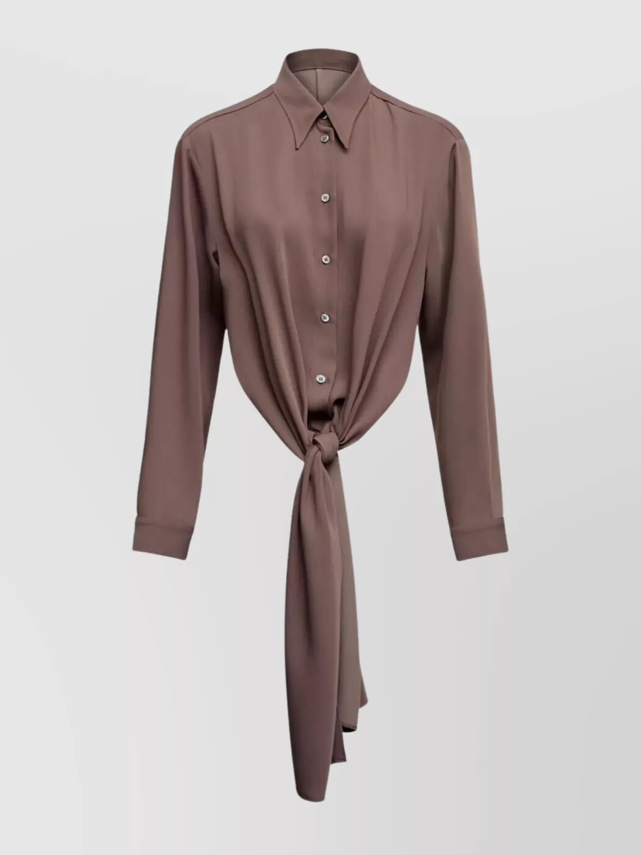 Mm6 Maison Margiela Collared Neck Long-sleeved Shirt With Open Back In Brown