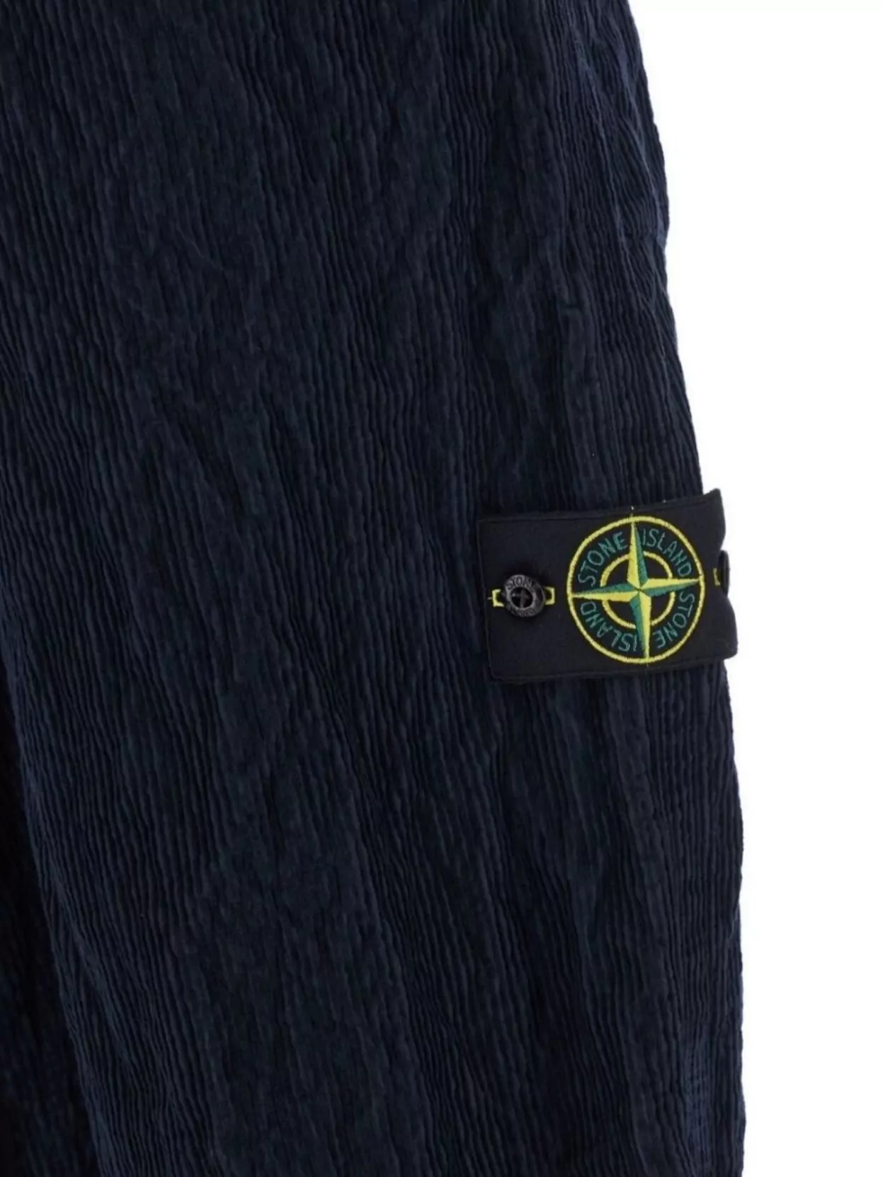 Stone Island Straight Textured Fabric Trousers With Belt Loops In Blue