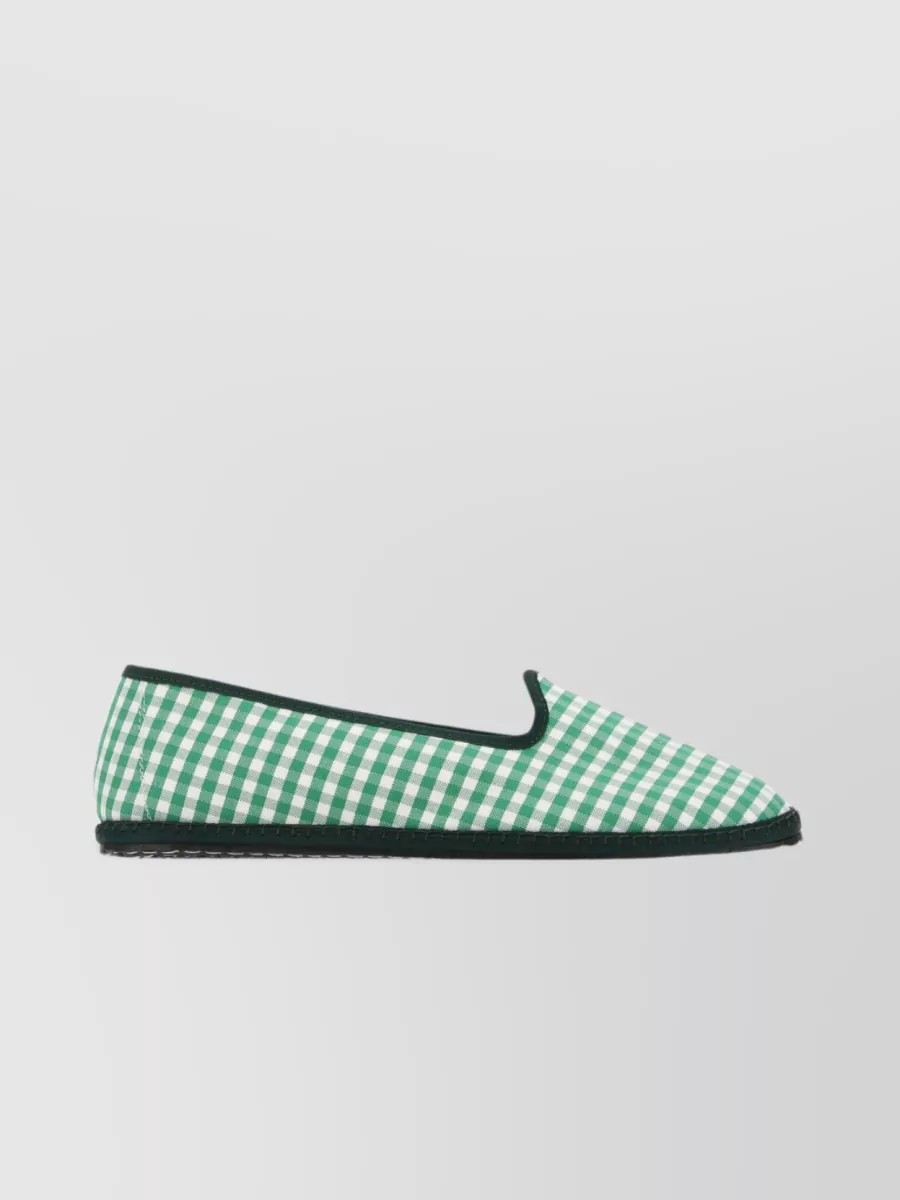Vibi Venezia Contrast Trim Canvas Checkered Loafers