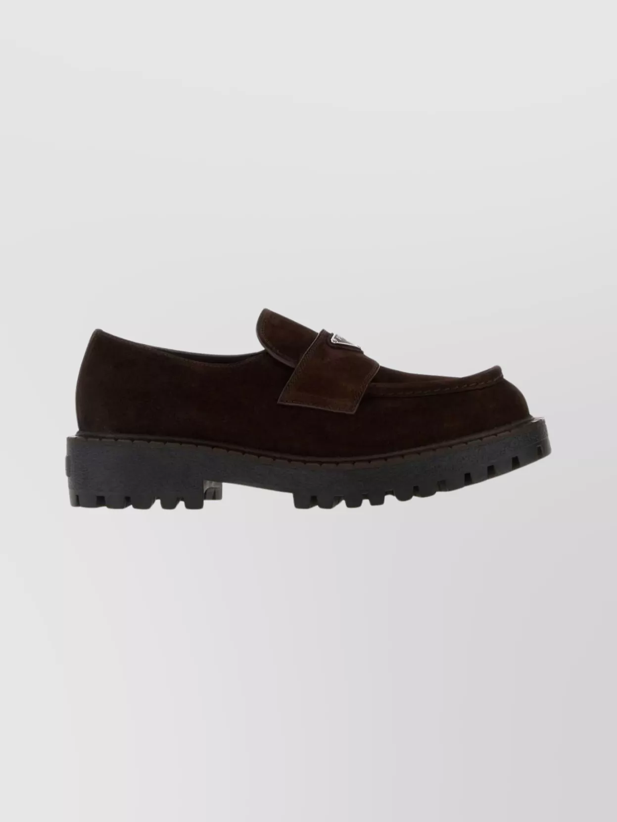 Prada Suede Loafers With Chunky Sole And Round Toe In Brown