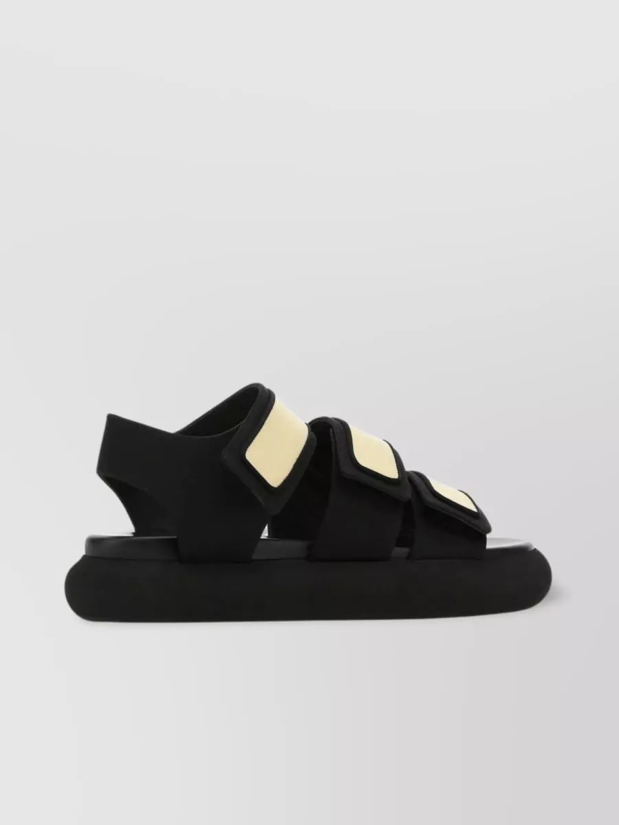 Shop Neous Fabric And Leather Octans Sandals In Black