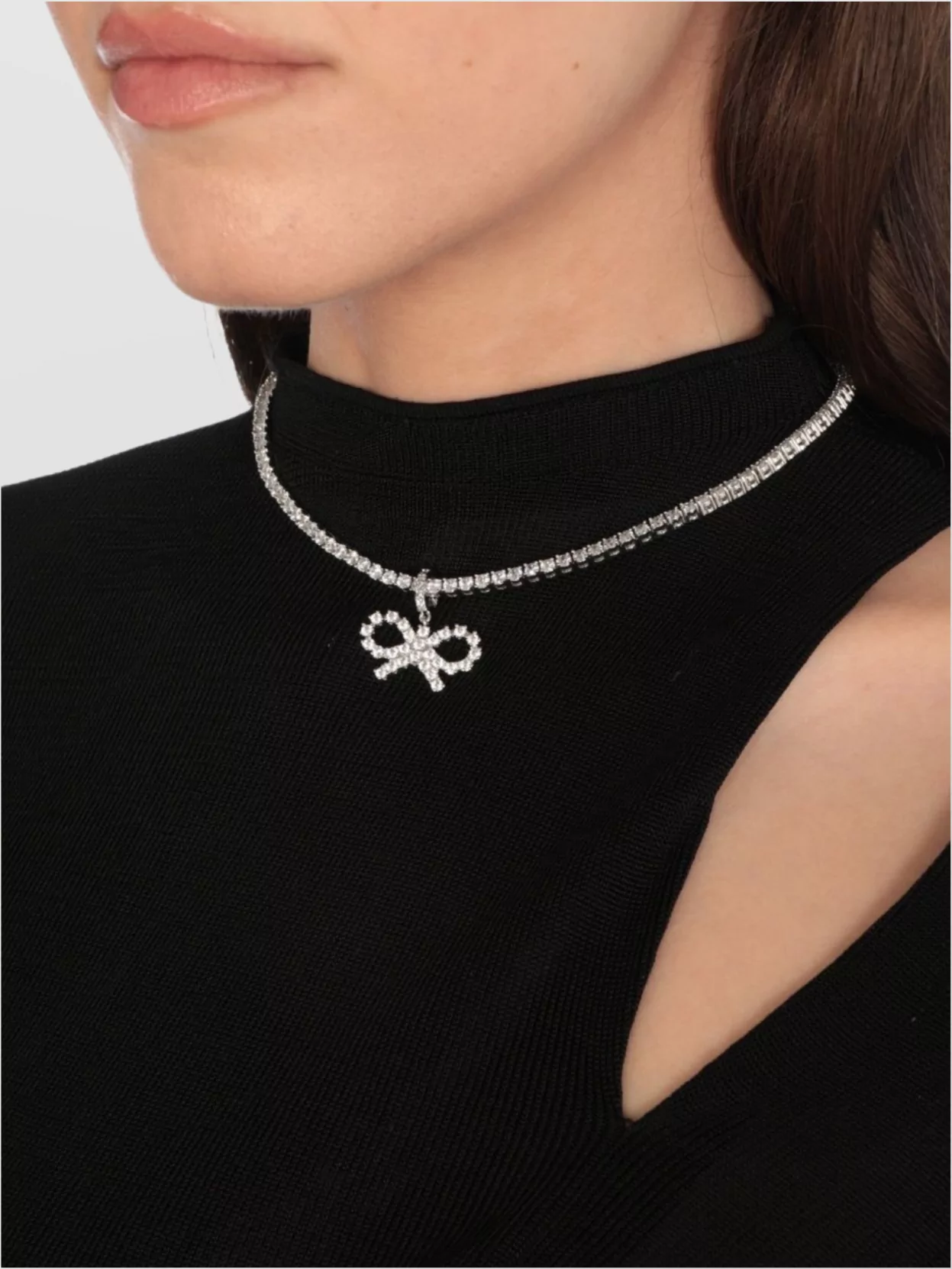 Self-Portrait Adjustable Bow Pendant Chain Necklace