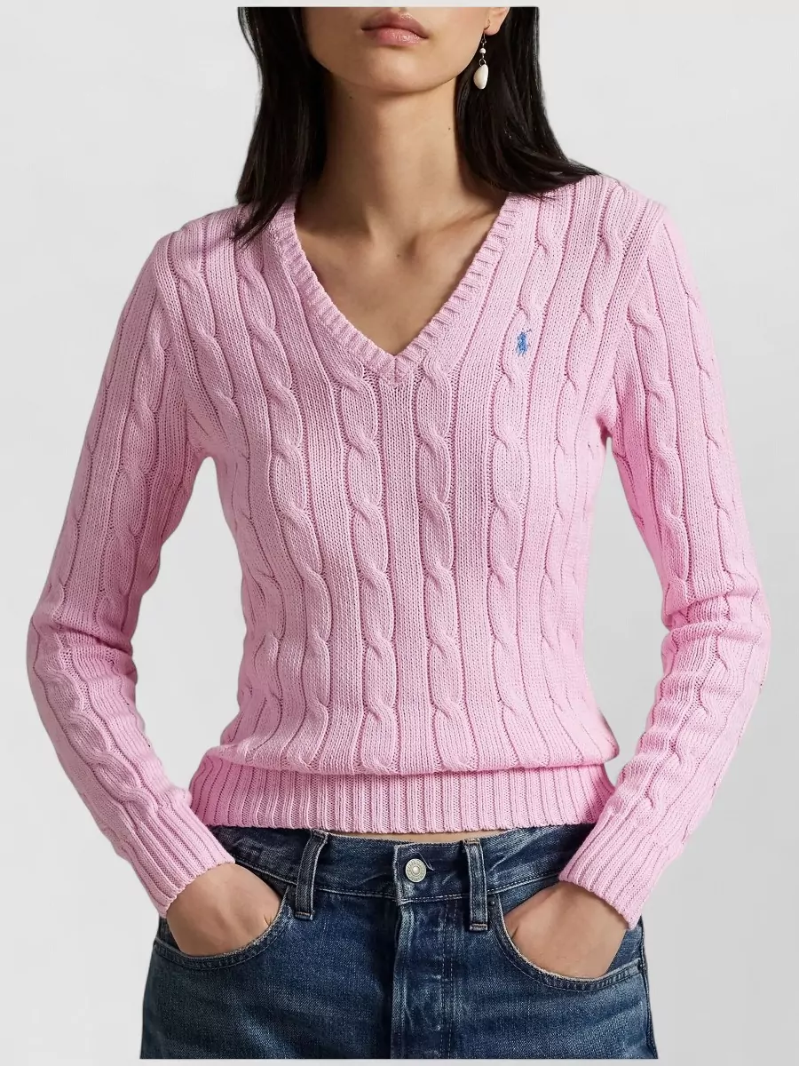 Polo Ralph Lauren Kimberly V Neck Cable Knit Pullover