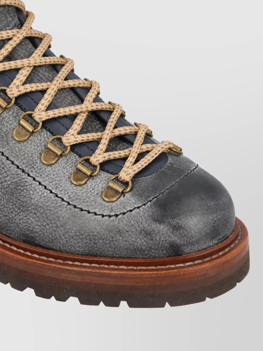 Brunello Cucinelli Leather Lace-Up Ankle Boots