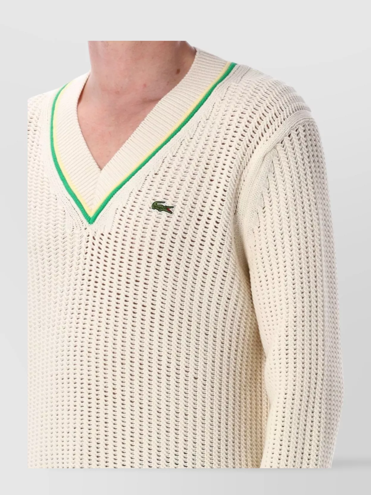 Shop Lacoste Cotton Blend Knit V-neck Sweater