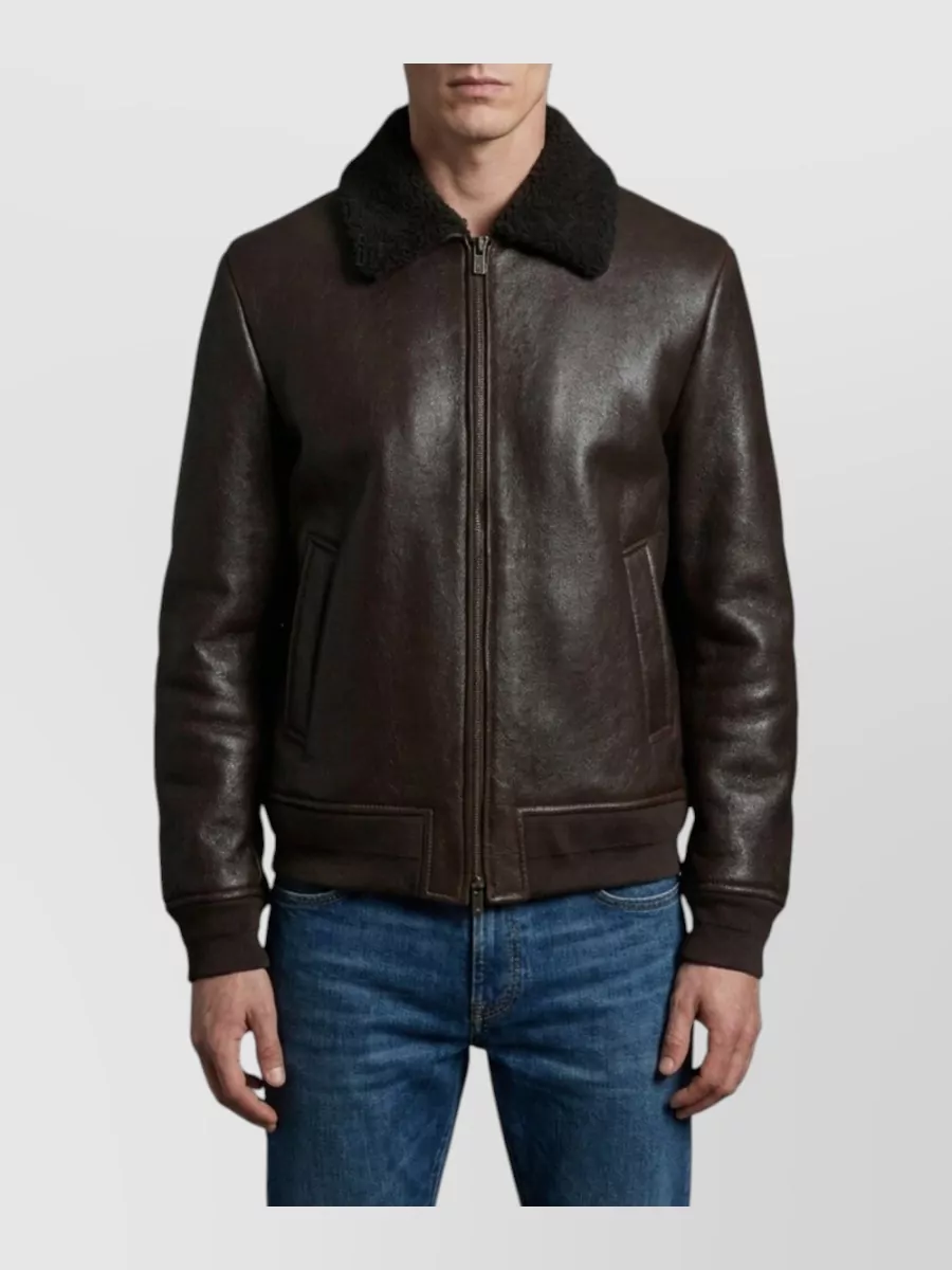Salvatore Santoro leather shearling bomber jacket