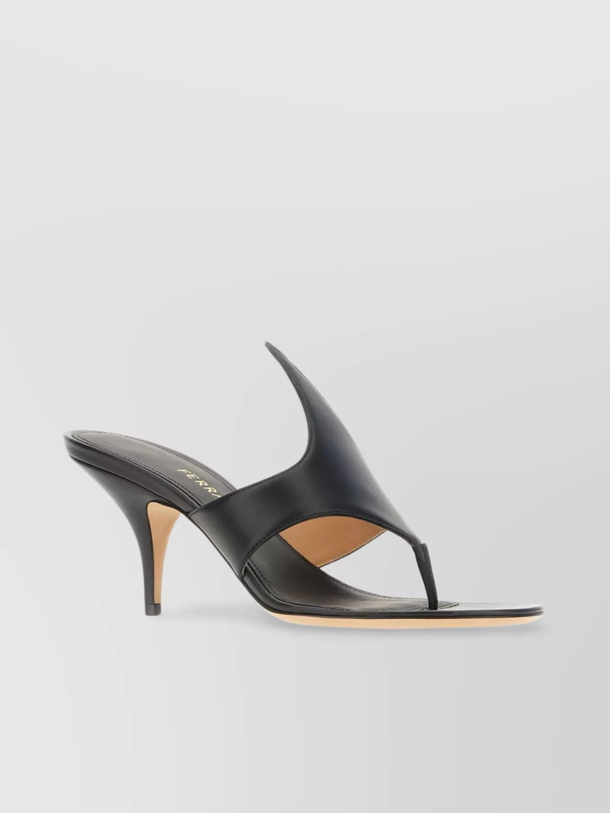 Ferragamo Leather Mules With Kitten Heel And Thin Straps In Black