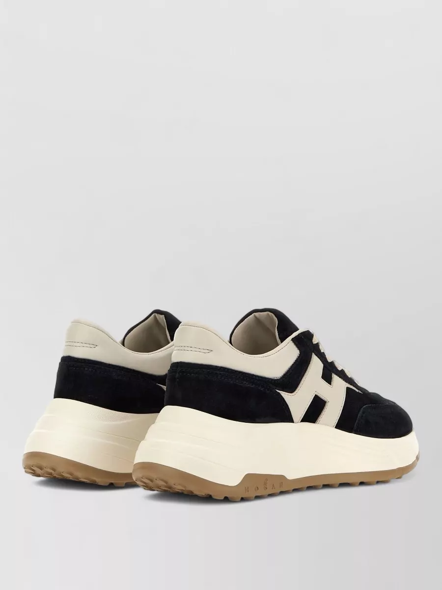 Hogan Sneakers Round Toe Contrast Sole Design