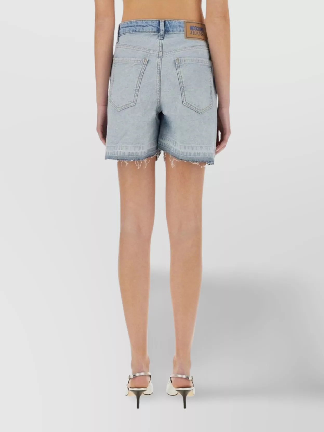 Moschino Distressed Denim Shorts With Frayed Hem
