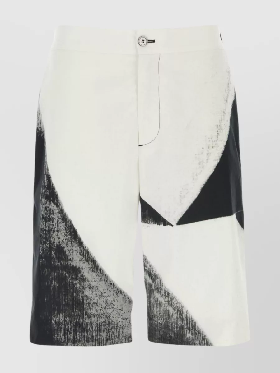 Shop Alexander Mcqueen Unique Print Cotton Bermuda Shorts In Grey