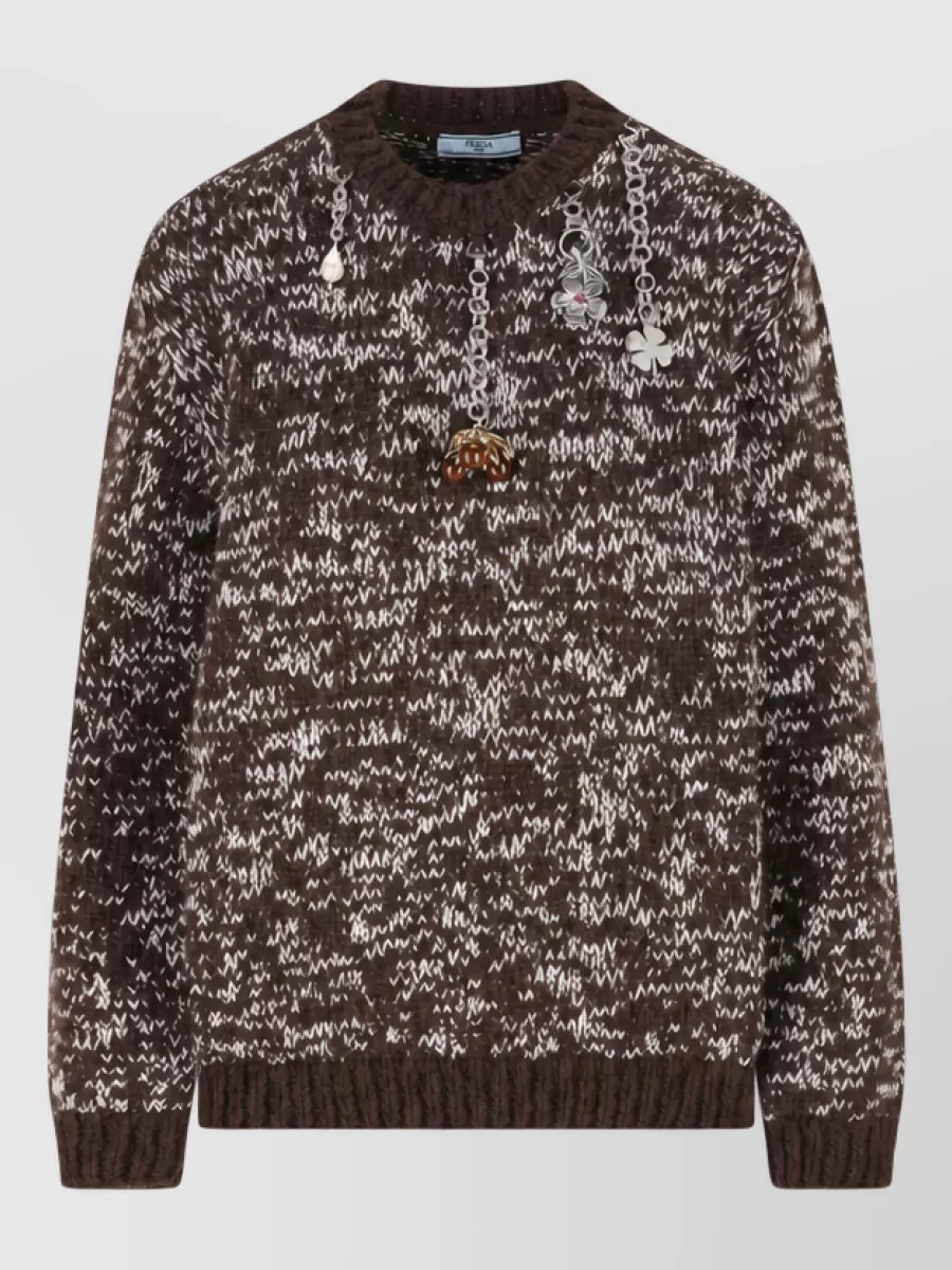 Prada Fine-knit camouflage wool crewneck jumper