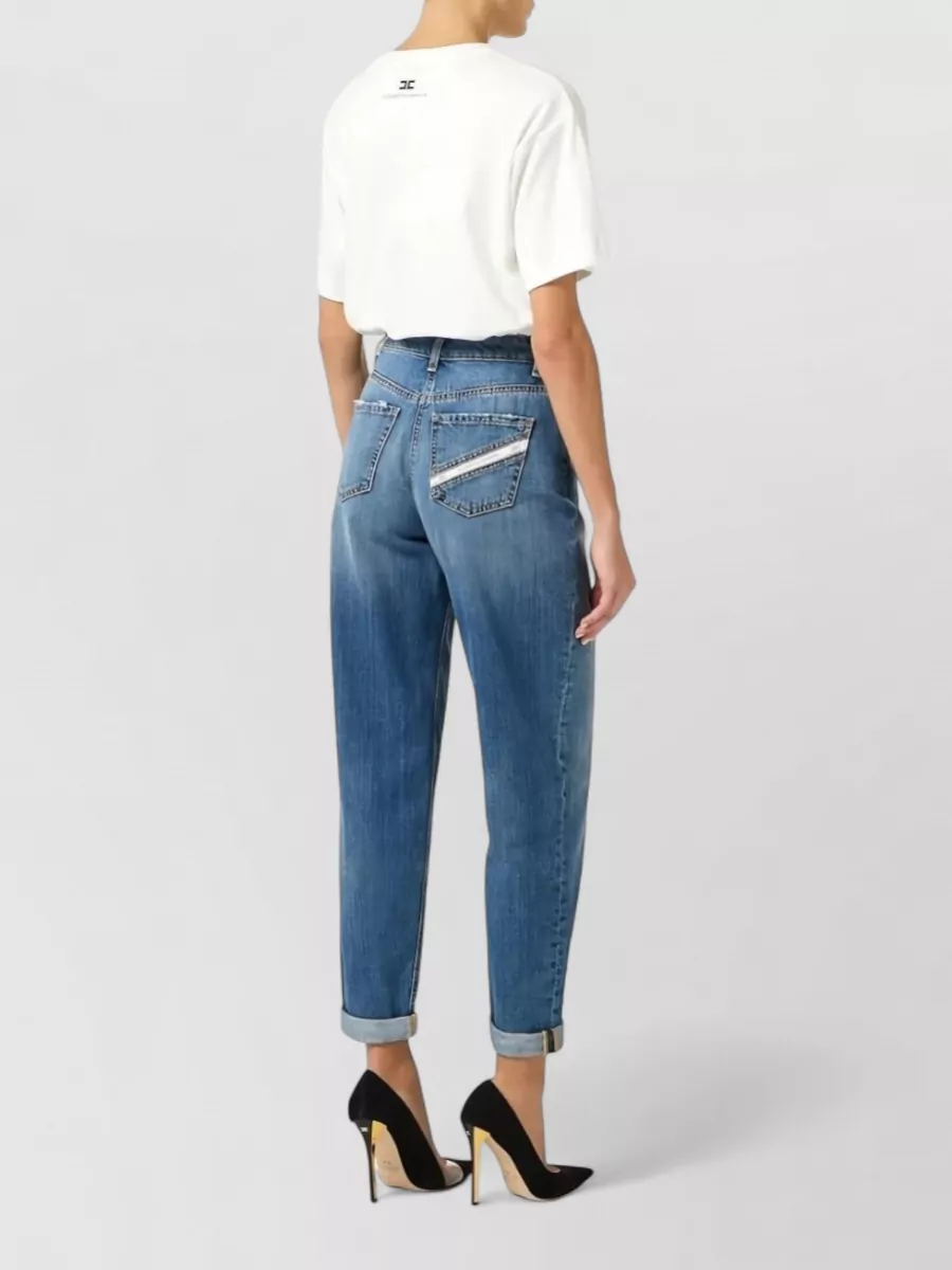 Elisabetta Franchi Balloon Jeans Jewelled Padlock Belt Loops